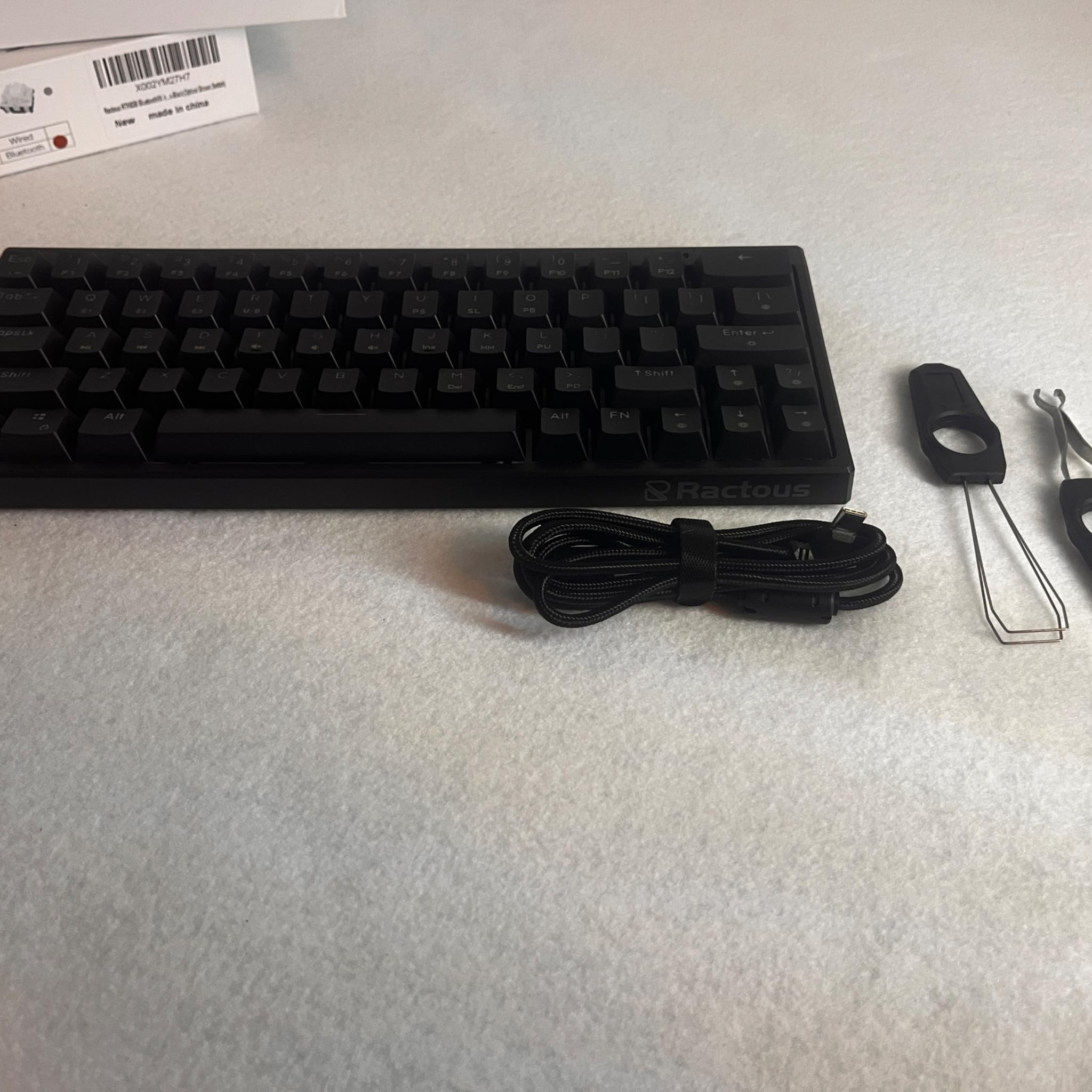 Ractous Design RGB Keyboard  Hot Swappable.  H&J Optical Brown Switches. Bluetooth/Wired.
