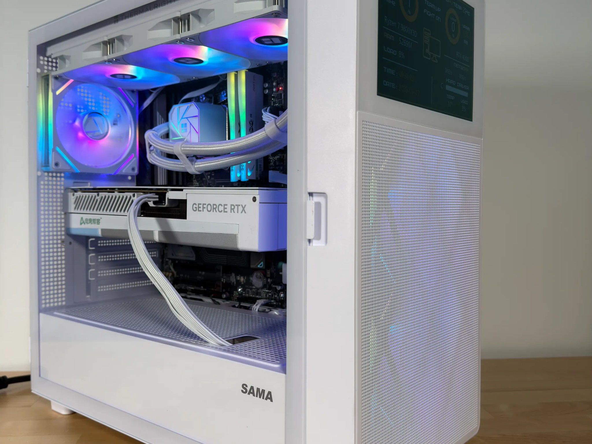 RTX 4080 Ryzen 9800X3D Gaming PC with Customizable Screen
