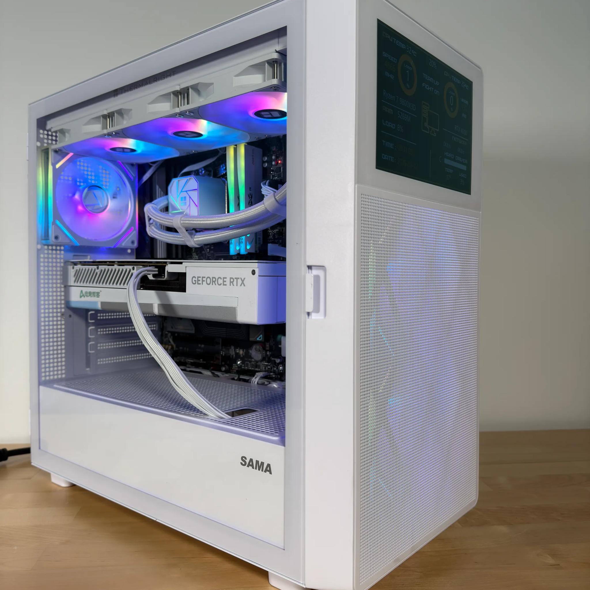 RTX 4080 Ryzen 9800X3D Gaming PC with Customizable Screen