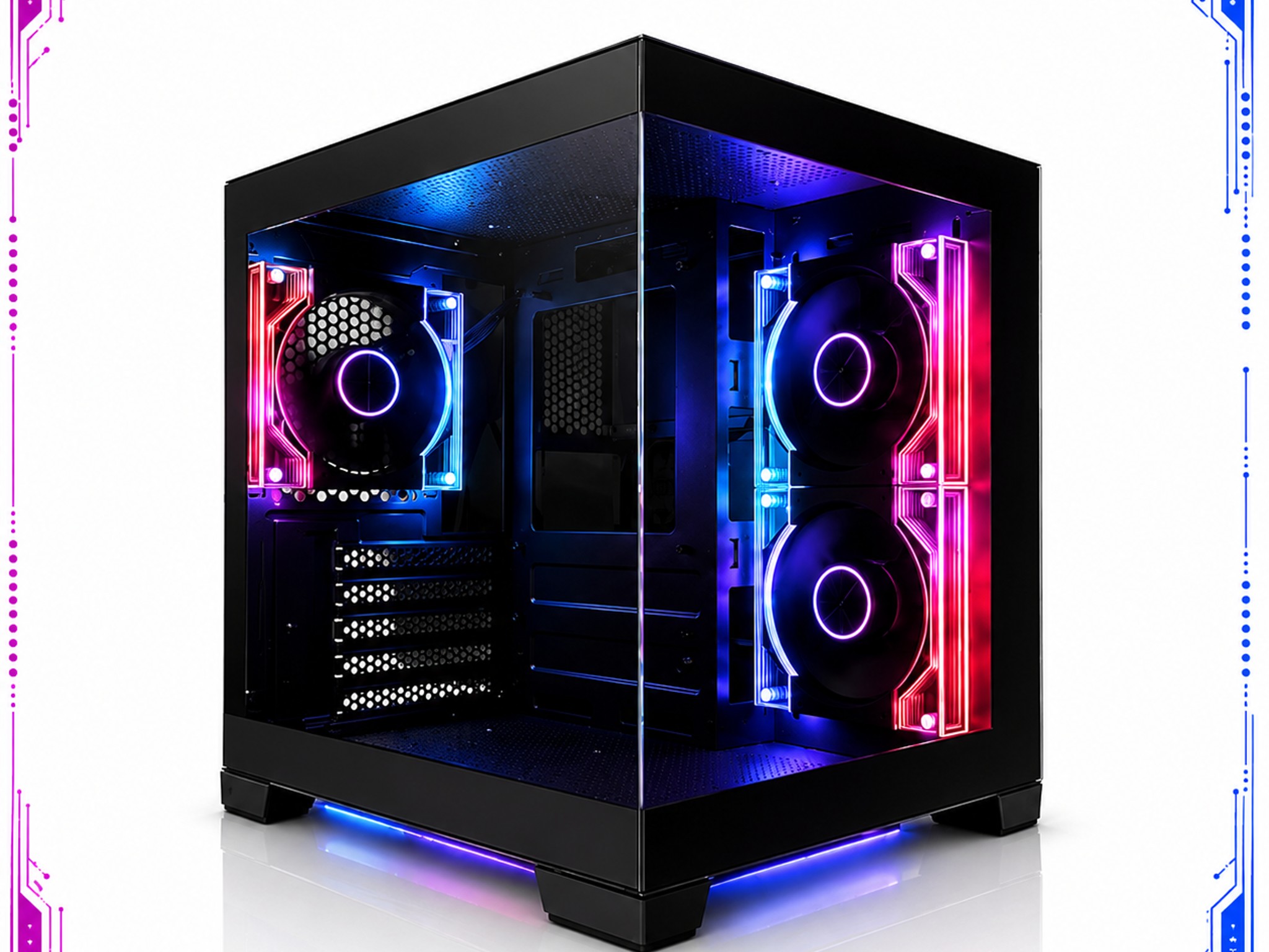 LOVINGCOOL ARGB GAMING PC MATX CASE – PANORAMIC TEMPERED GLASS w/ 3 FANS