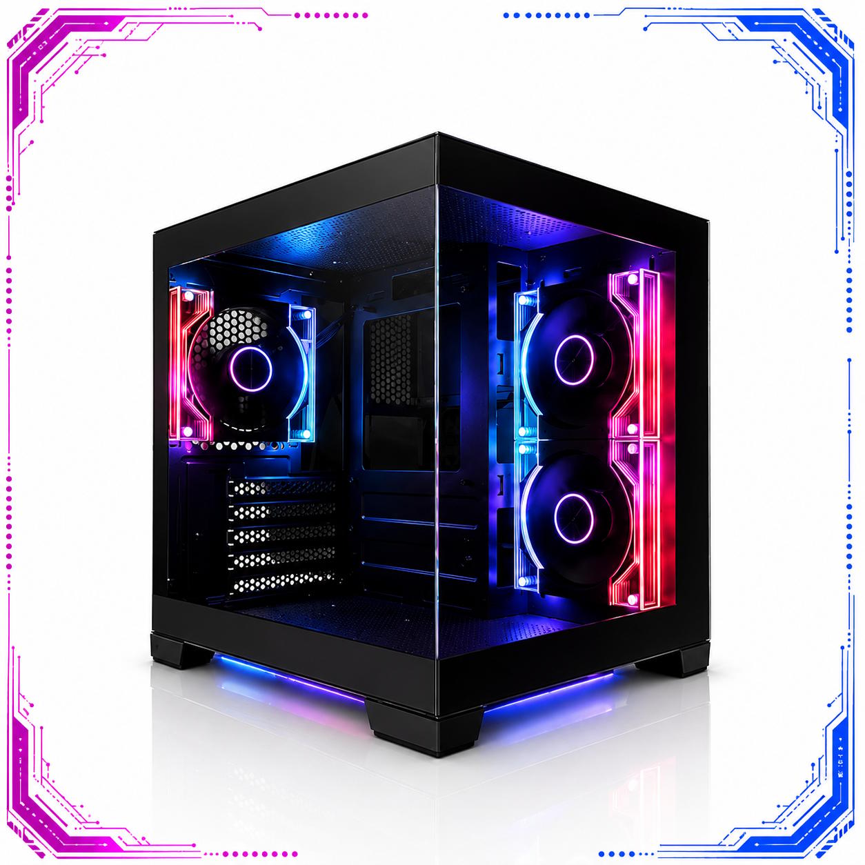 LOVINGCOOL ARGB GAMING PC MATX CASE – PANORAMIC TEMPERED GLASS w/ 3 FANS