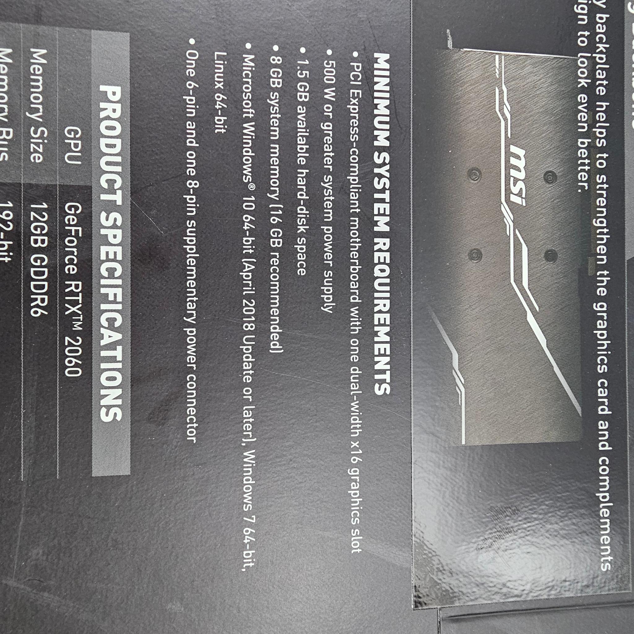 MSI GeForce RTX 2060 VENTUS GP 12G OC