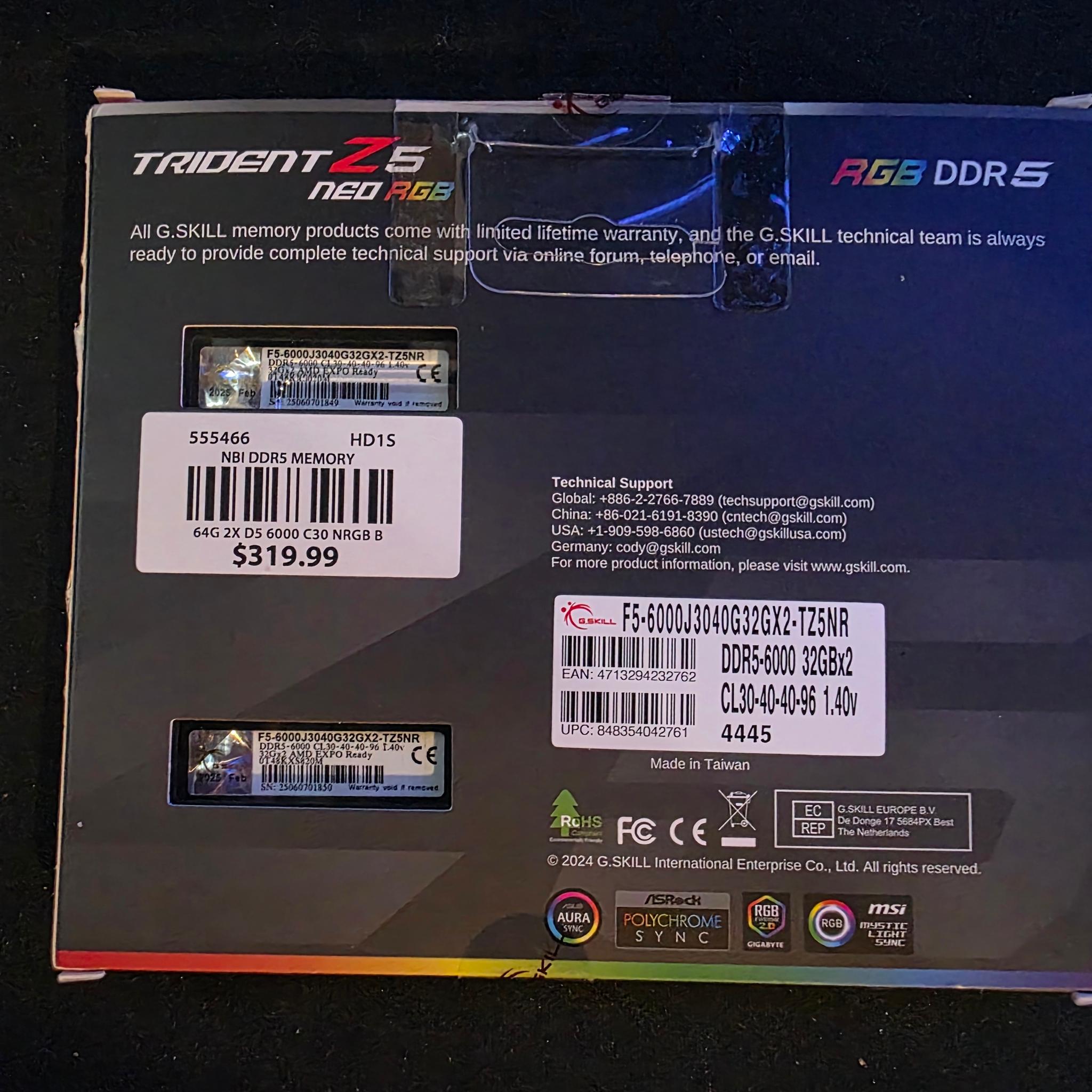 G.Skill Trident Z5 Neo RGB 64GB DDR5 6000