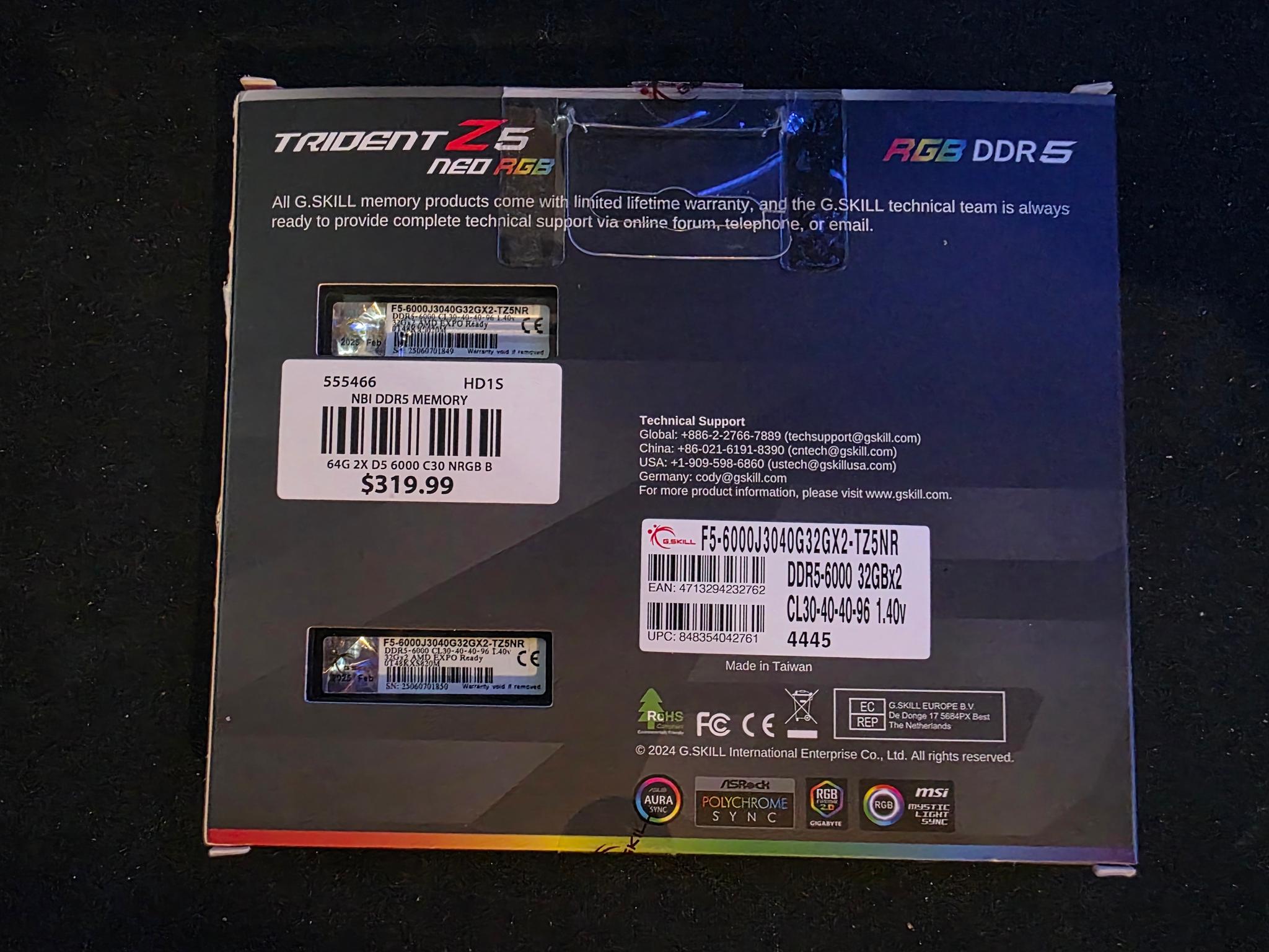 G.Skill Trident Z5 Neo RGB 64GB DDR5 6000