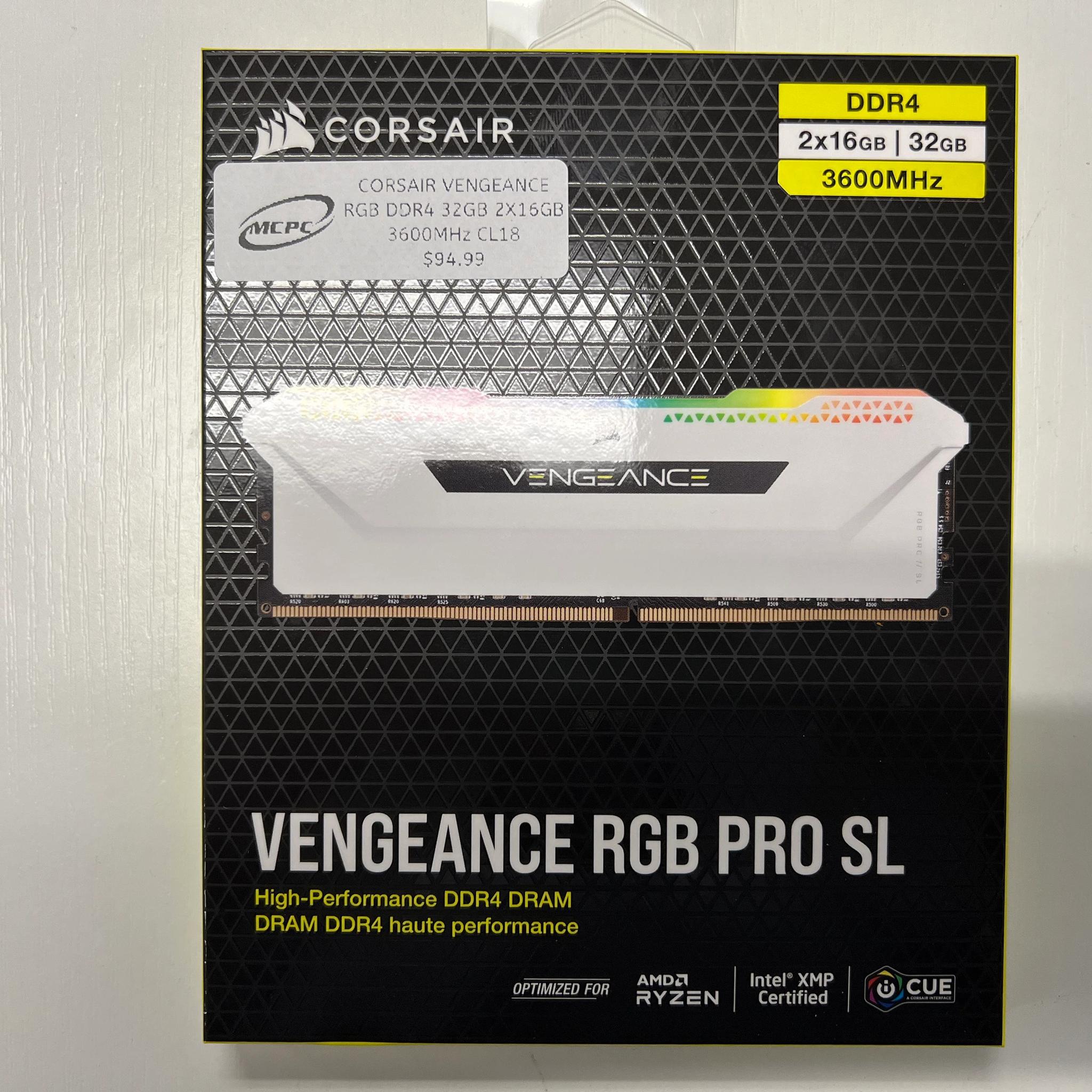 Corasir Vengeance DDR4 32GB (2x16) 3600MHz CL 18 White