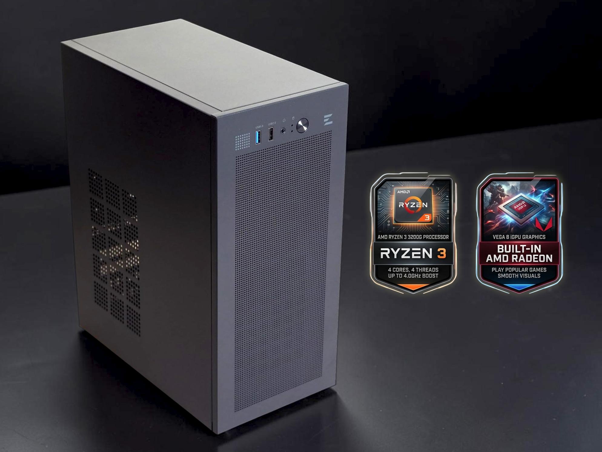 Ultra Budget iGPU PC | AMD Ryzen 3200G, 16GB DDR-4 RAM, Vega 8 iGPU, 256GB SSD, WIFI, Win 11 Pro