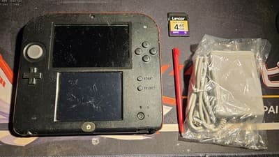CUSTOM USED Nintendo 2DS Black/Red Handheld Console, Yo-Kai Watch Edition