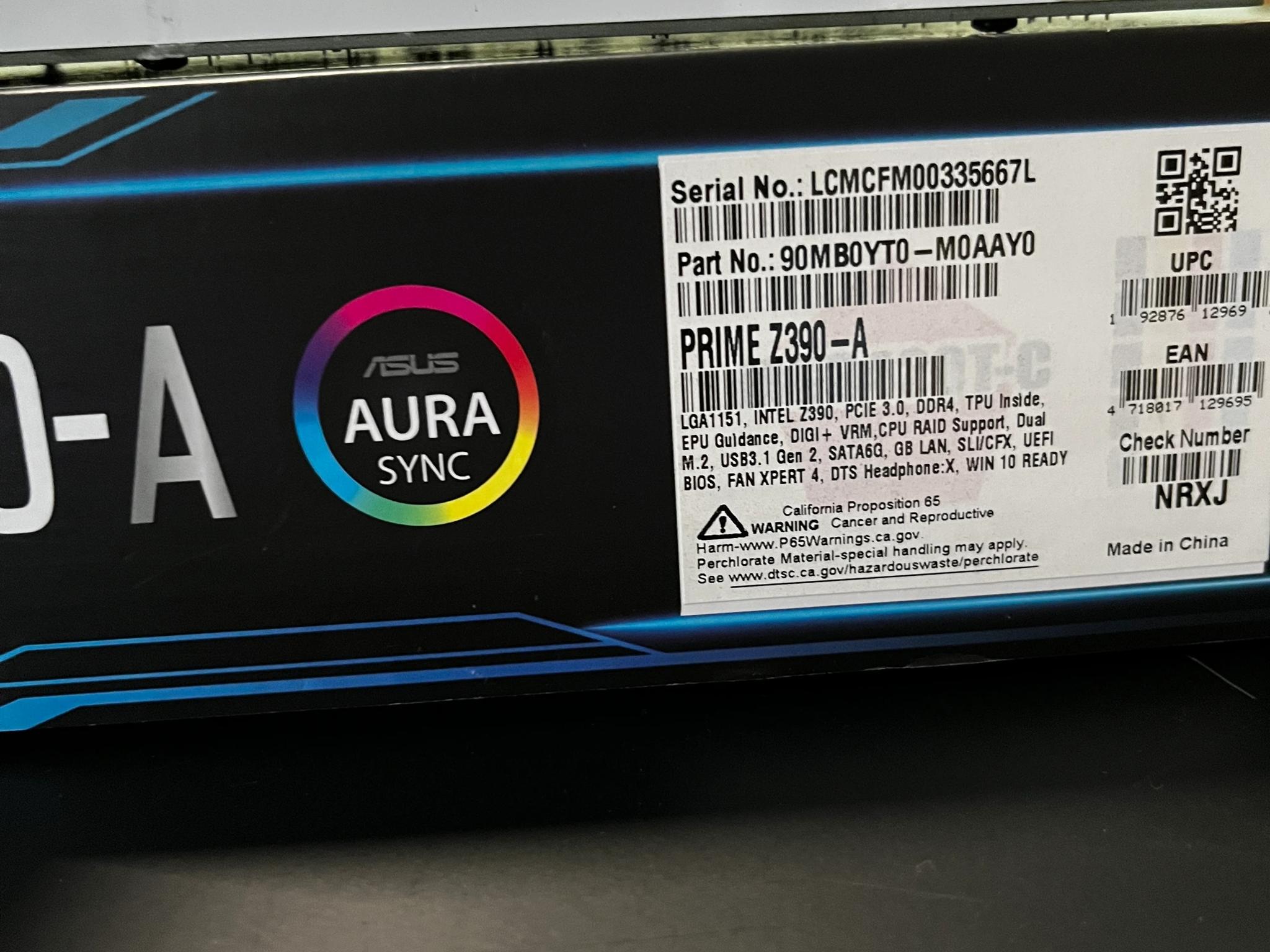 ASUS Prime Z390-A, LGA 1151, Intel Motherboard