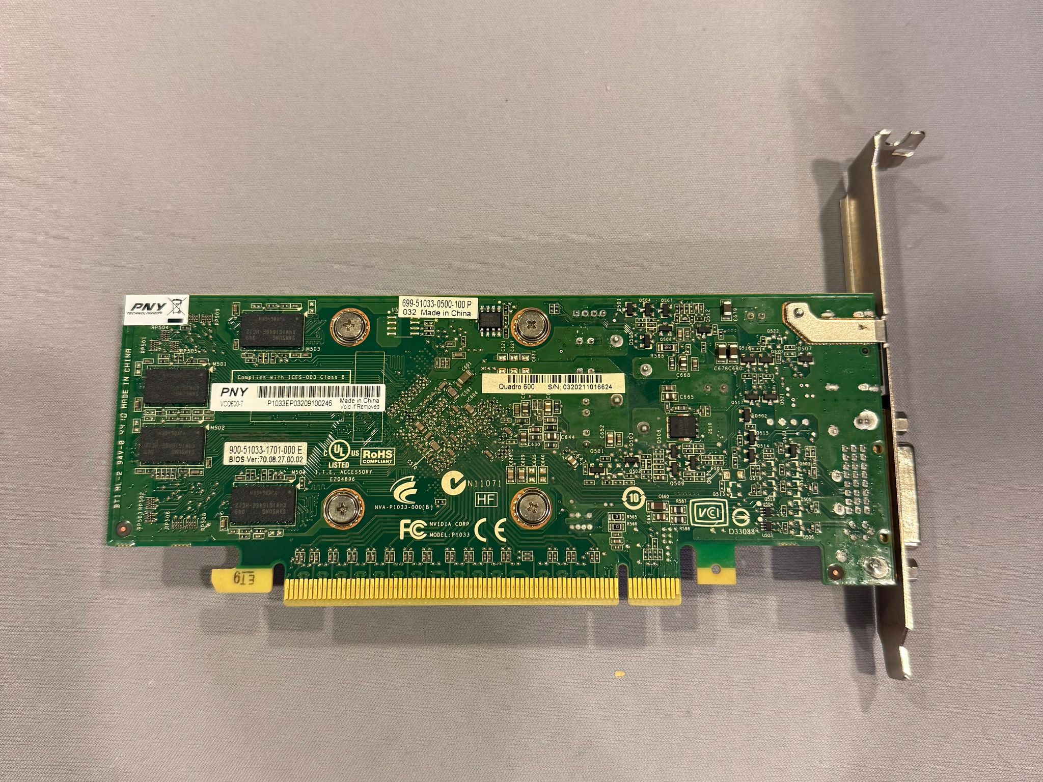 Tested PNY NVIDIA Quadro 600 1GB DDR3 GPU