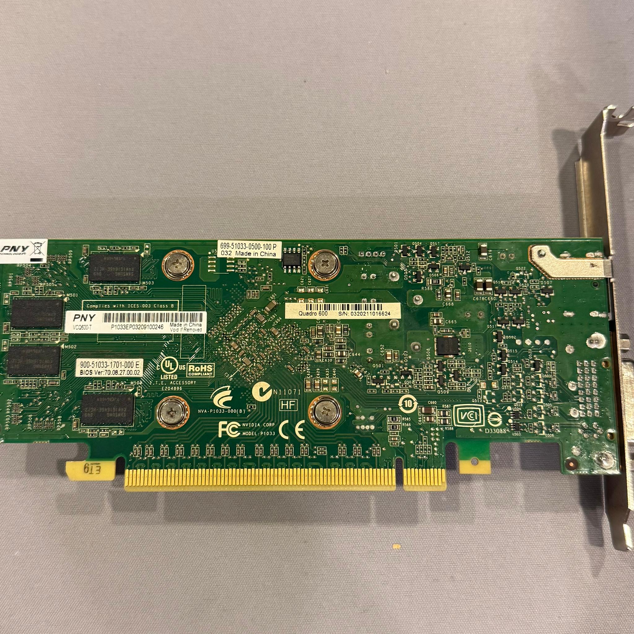 Tested PNY NVIDIA Quadro 600 1GB DDR3 GPU - Cracked fan