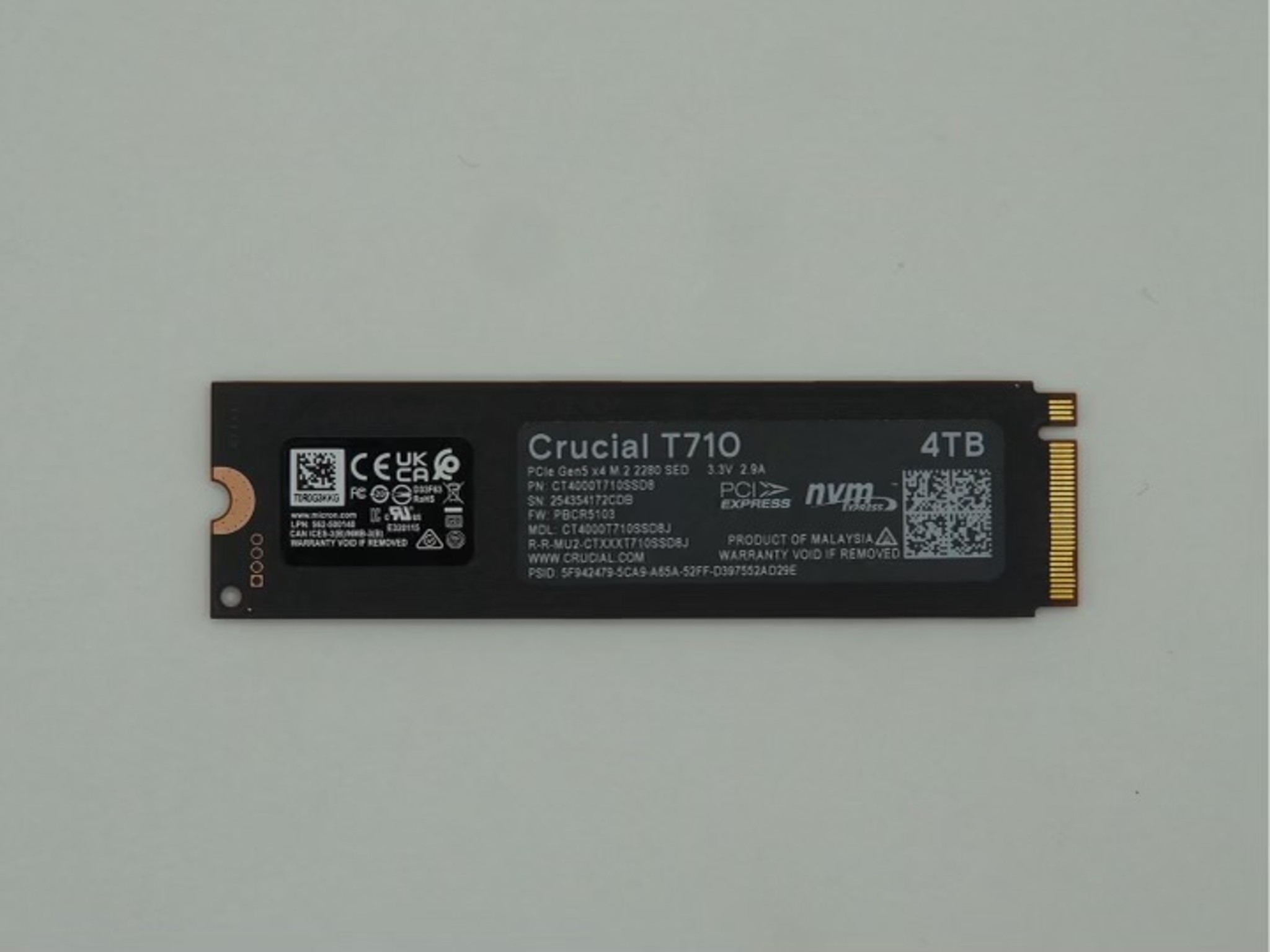 Crucial T710 4TB - Internal SSD PCIe Gen5 NVMe M.2