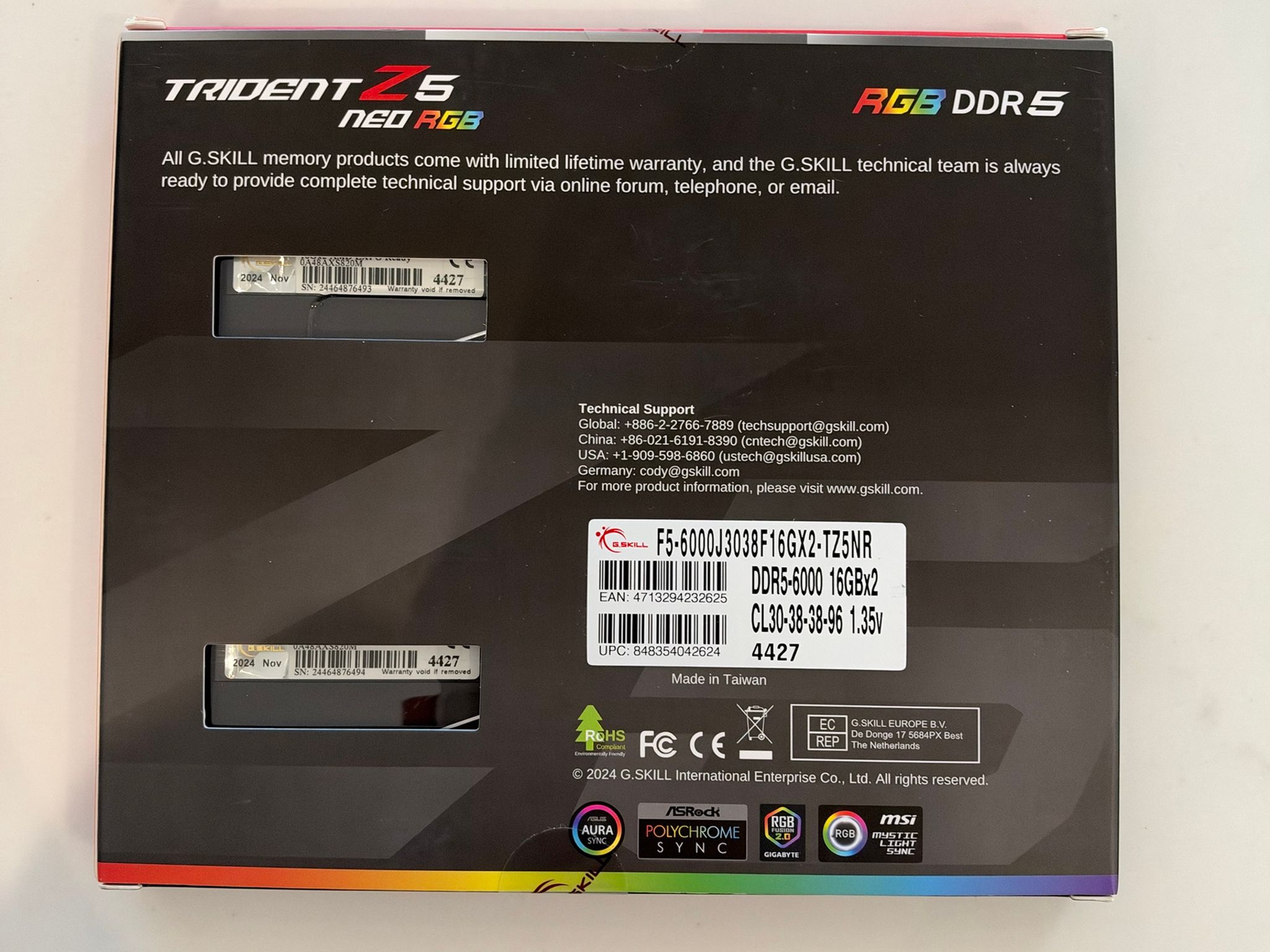 G.Skill Trident Z5 Neo RGB 32GB (2x16GB) DDR5 6000 CL30 AMD EXPO - Brand New Sealed