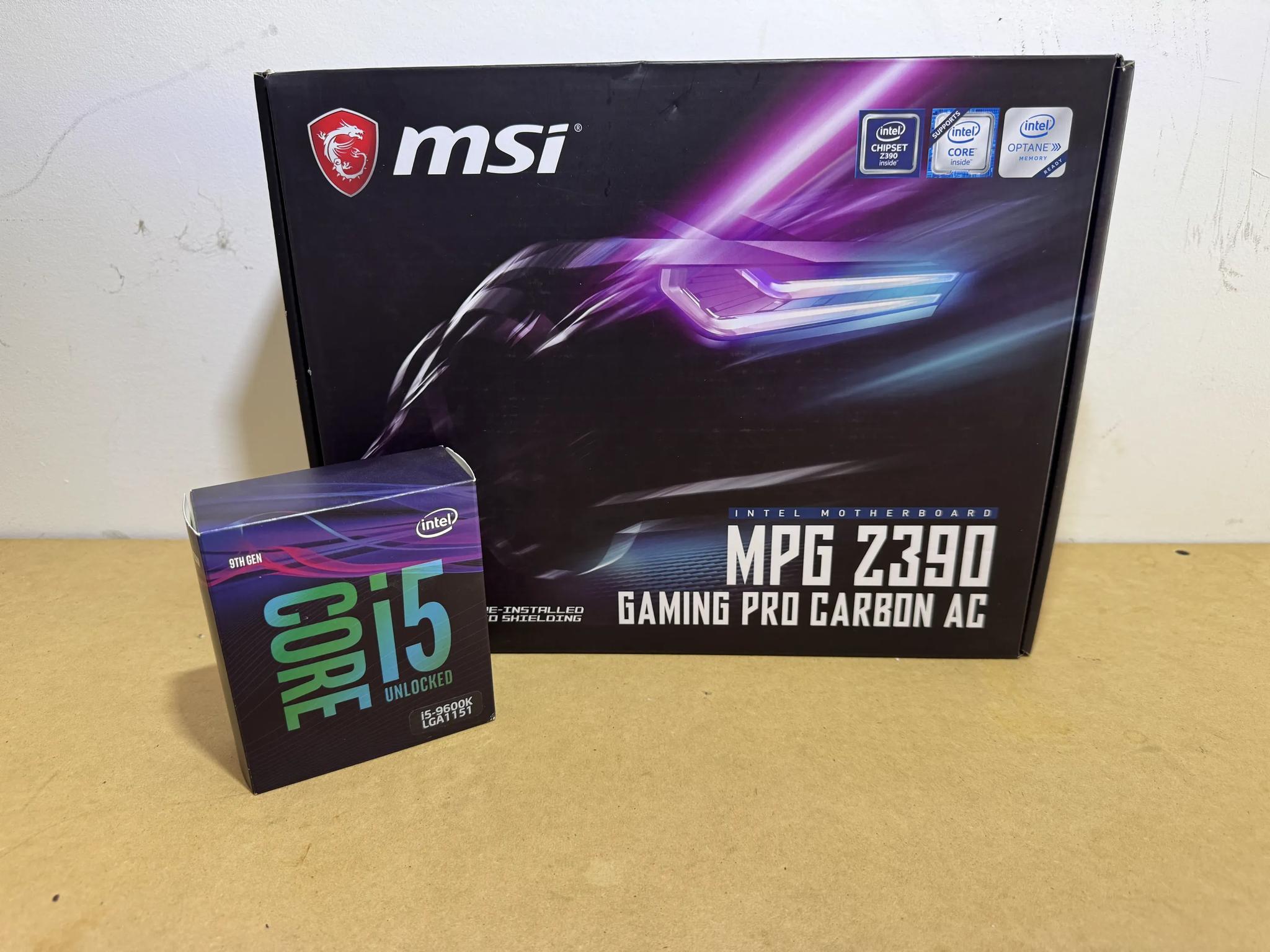 MSI MPG Z390 Gaming PRO Carbon AC WIFI w/ Intel Core i5-9600K 3.7GHz 6-Core Processor