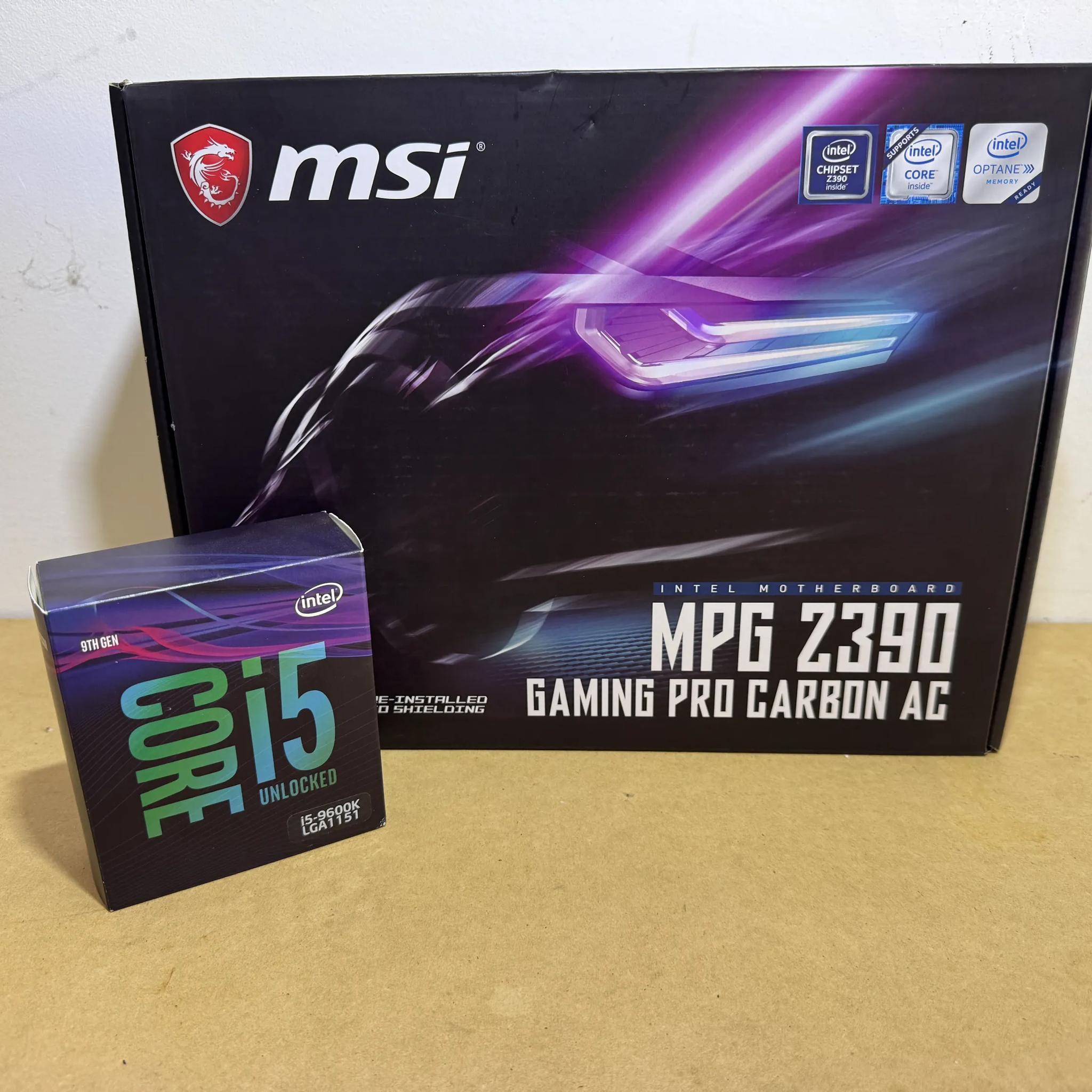 MSI MPG Z390 Gaming PRO Carbon AC WIFI w/ Intel Core i5-9600K 3.7GHz 6-Core Processor