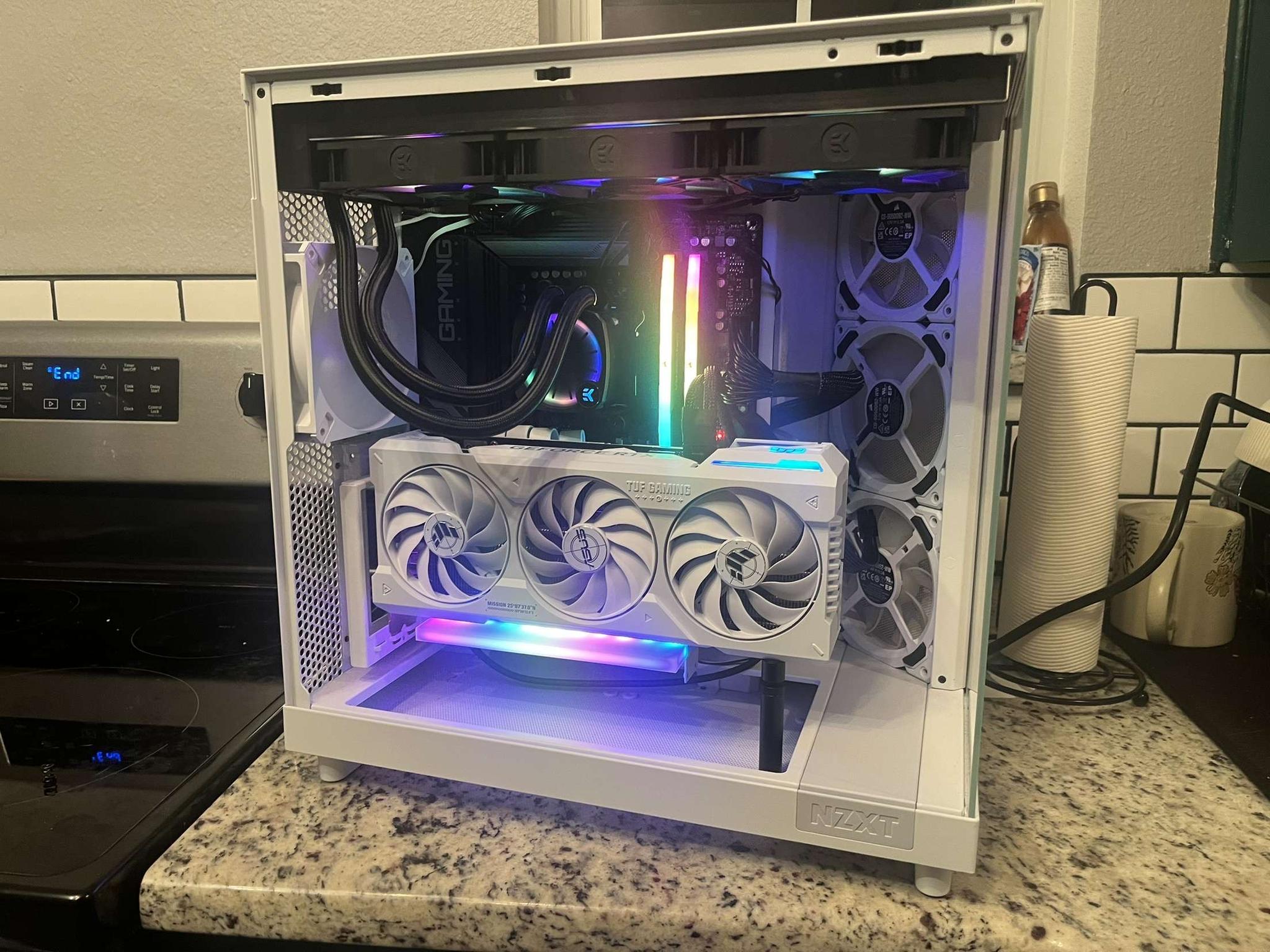 White EZDIY-FAB Vertical GPU Mount