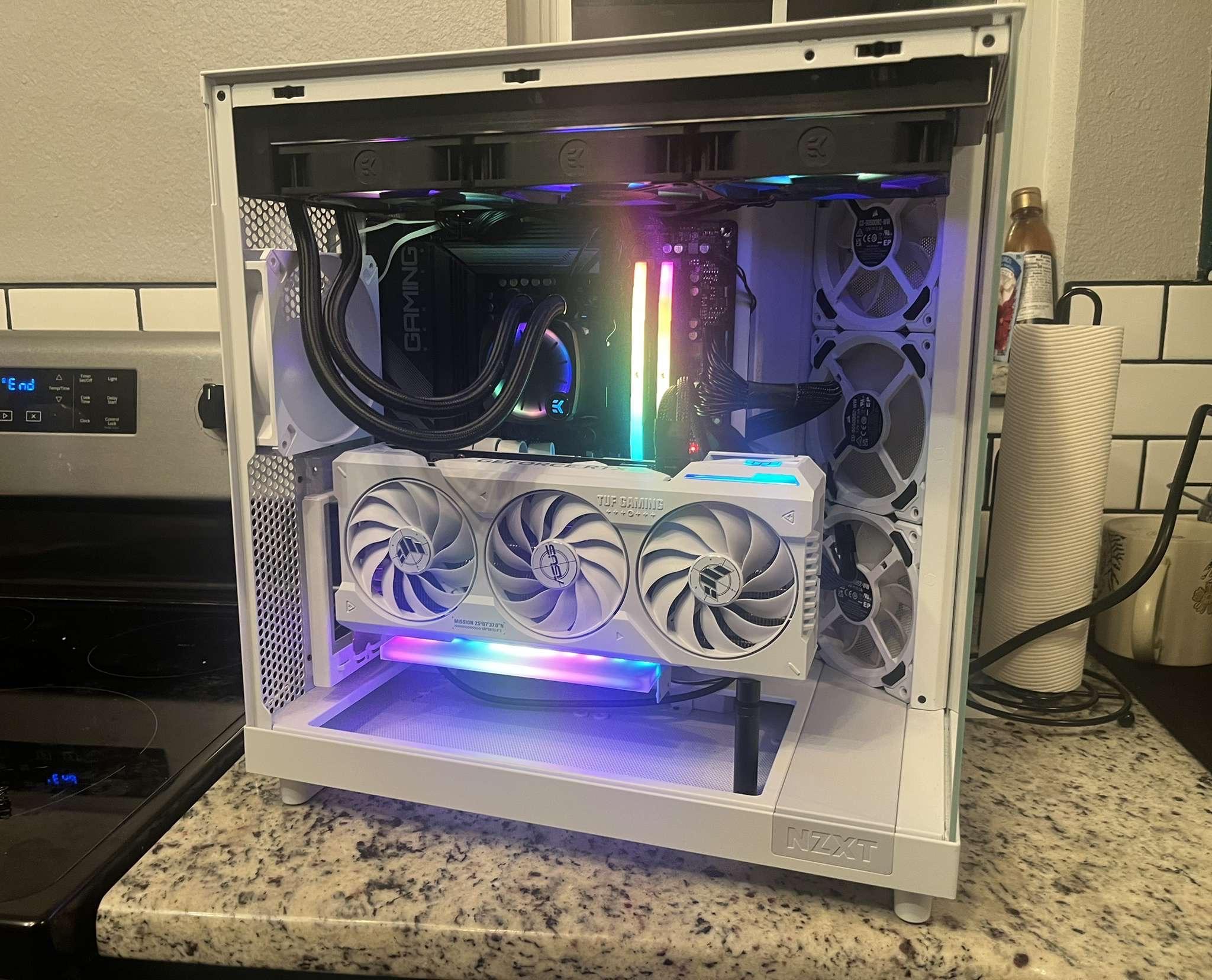 White EZDIY-FAB Vertical GPU Mount