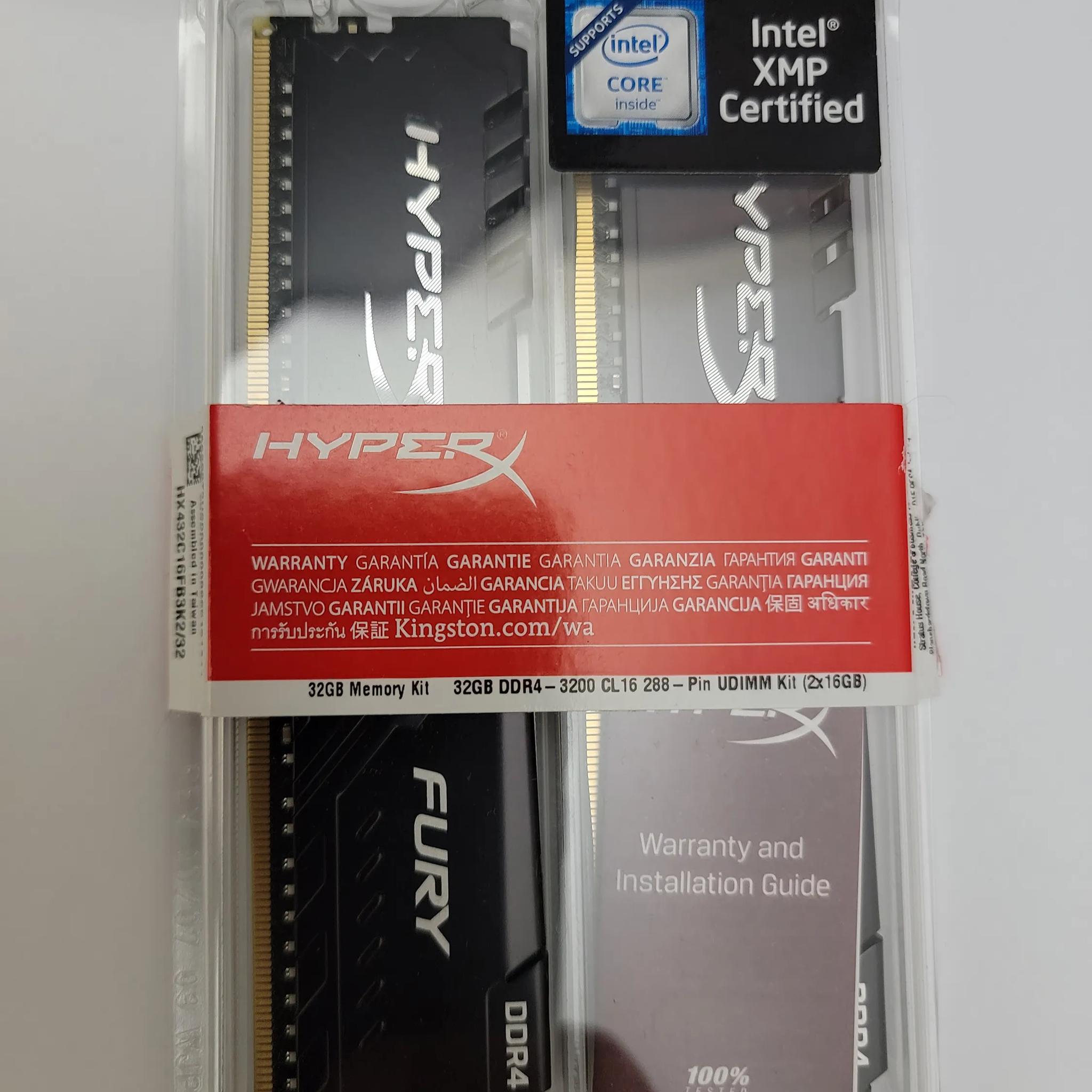 HyperX Fury 32GB 3200MHz DDR4 CL16 DIMM (Kit of 2)  Black XMP Desktop Memory HX432C16FB3K2/32
