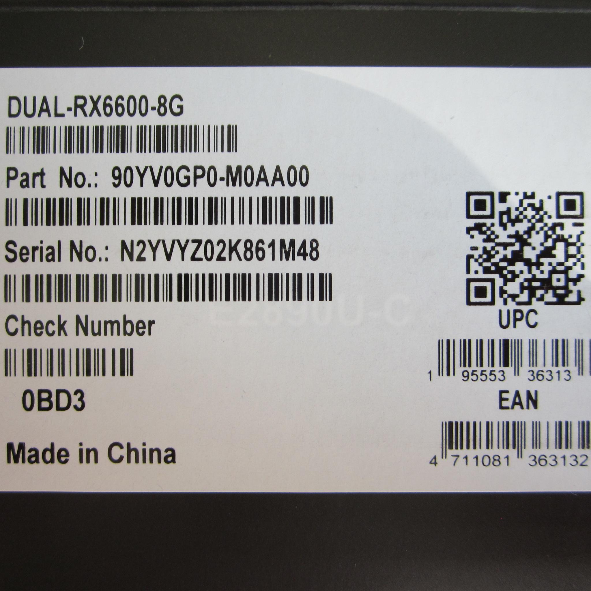 ASUS DUAL AMD Radeon RX 6600 8GB Video Card