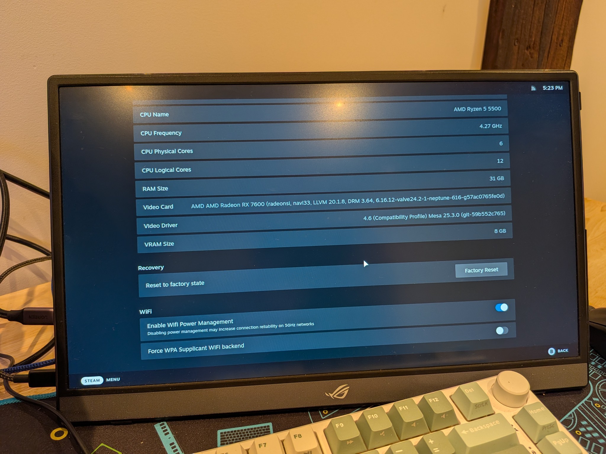 1080p Steam Duke - RX 7600, Ryzen 5 5500, 32 GB DDR4 RAM, 2 TB Gen 4 NVME, SteamOS