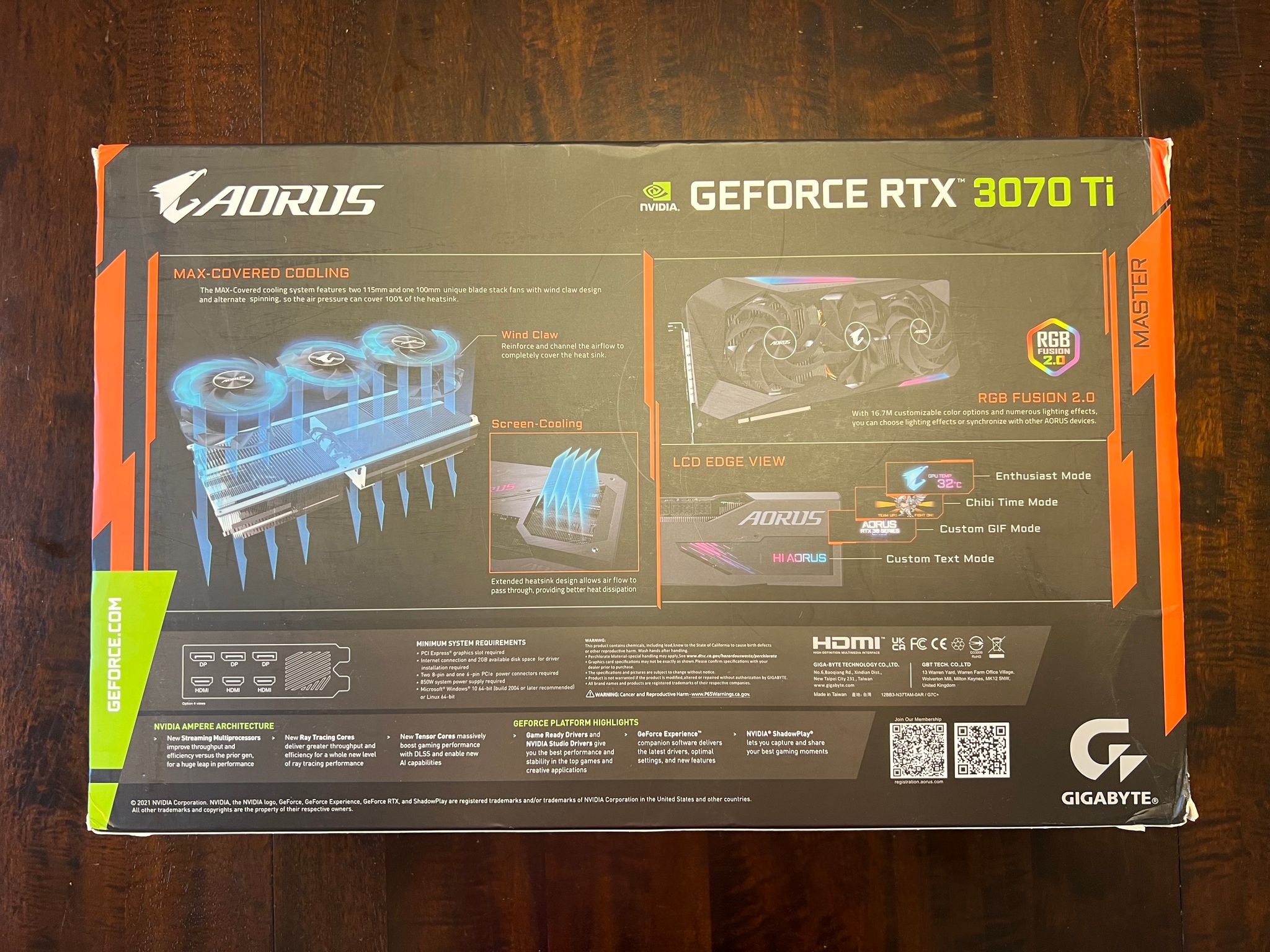 Gigabyte AORUS GeForce RTX 3070 Ti MASTER 8G