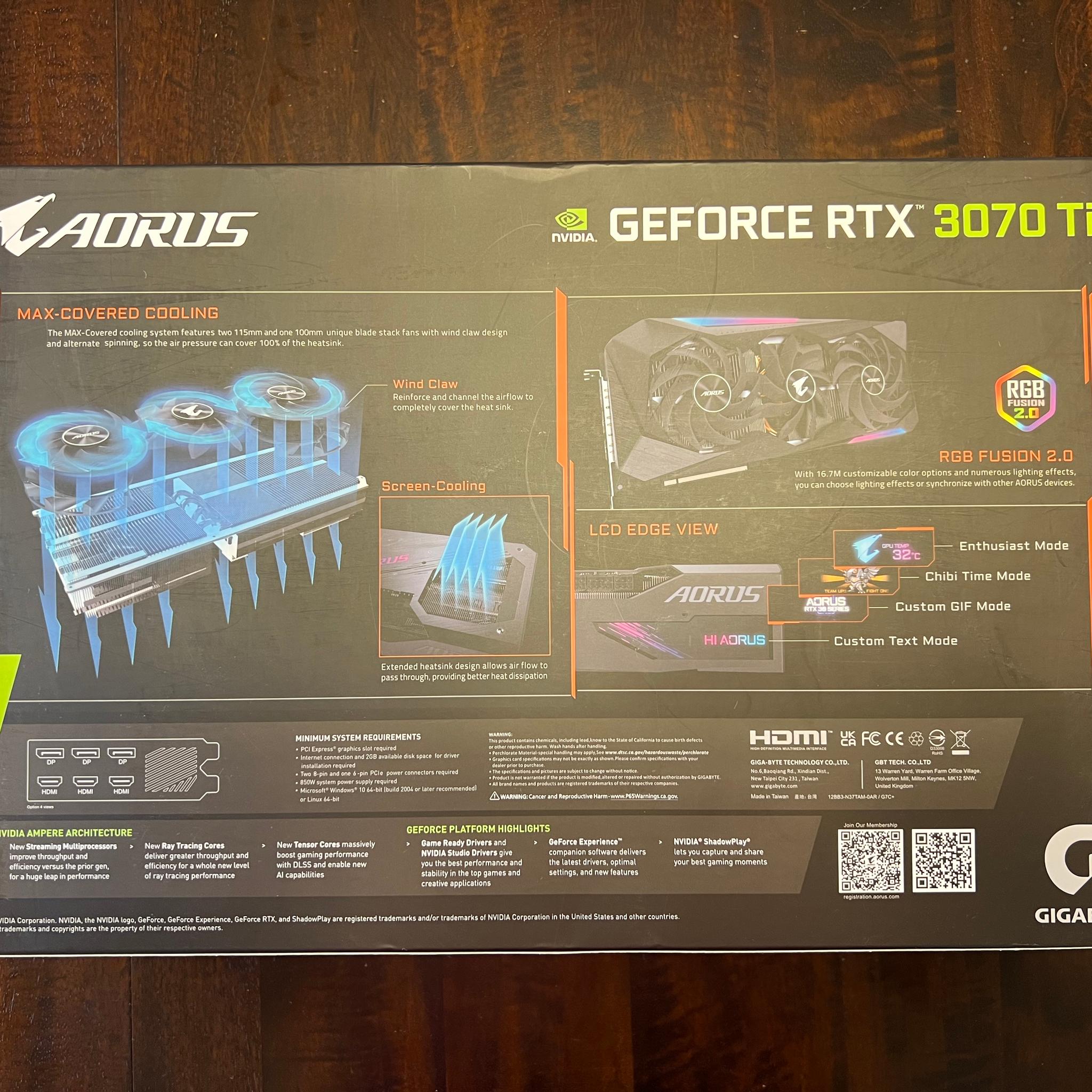 Gigabyte AORUS GeForce RTX 3070 Ti MASTER 8G