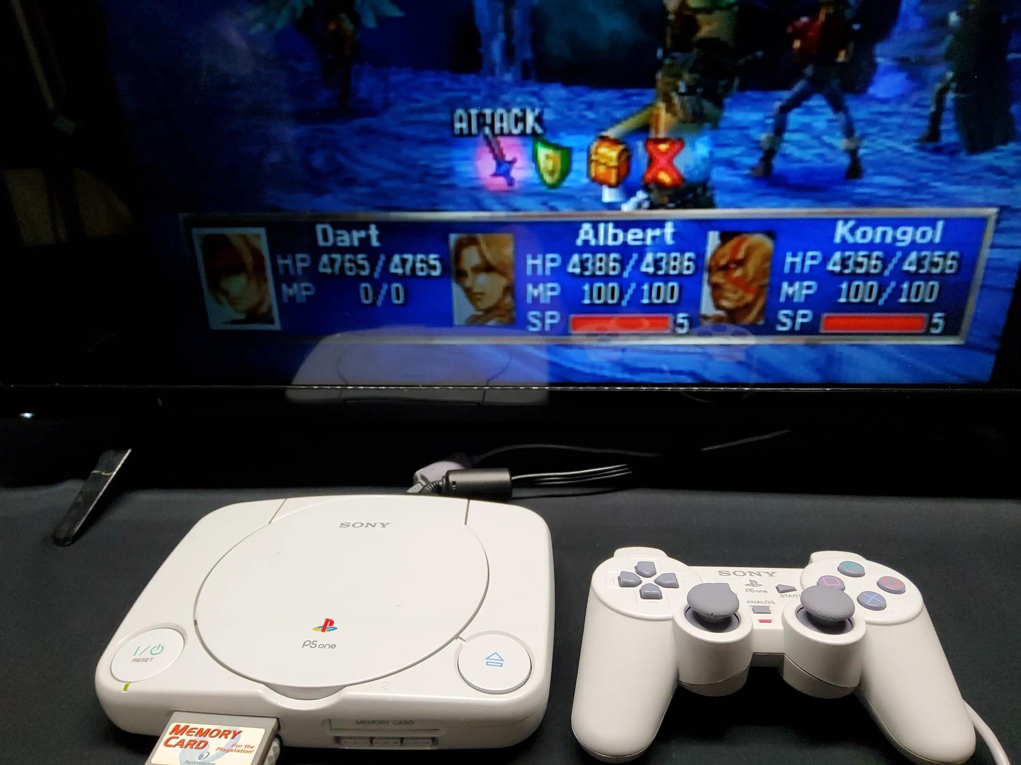 PlayStation PSOne Retro Console Dual Shock Controller + Memory Card