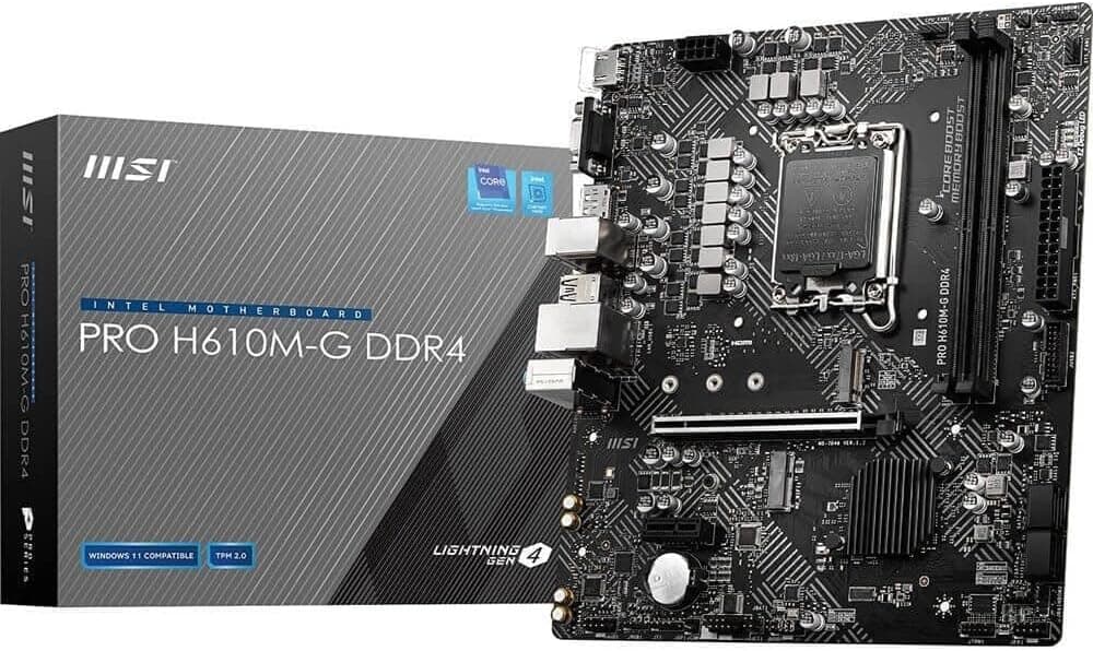 MSI PRO H610M-G DDR4 Motherboard (12th/13th/14th Gen Intel Core, LGA 1700 Socket, DDR4)