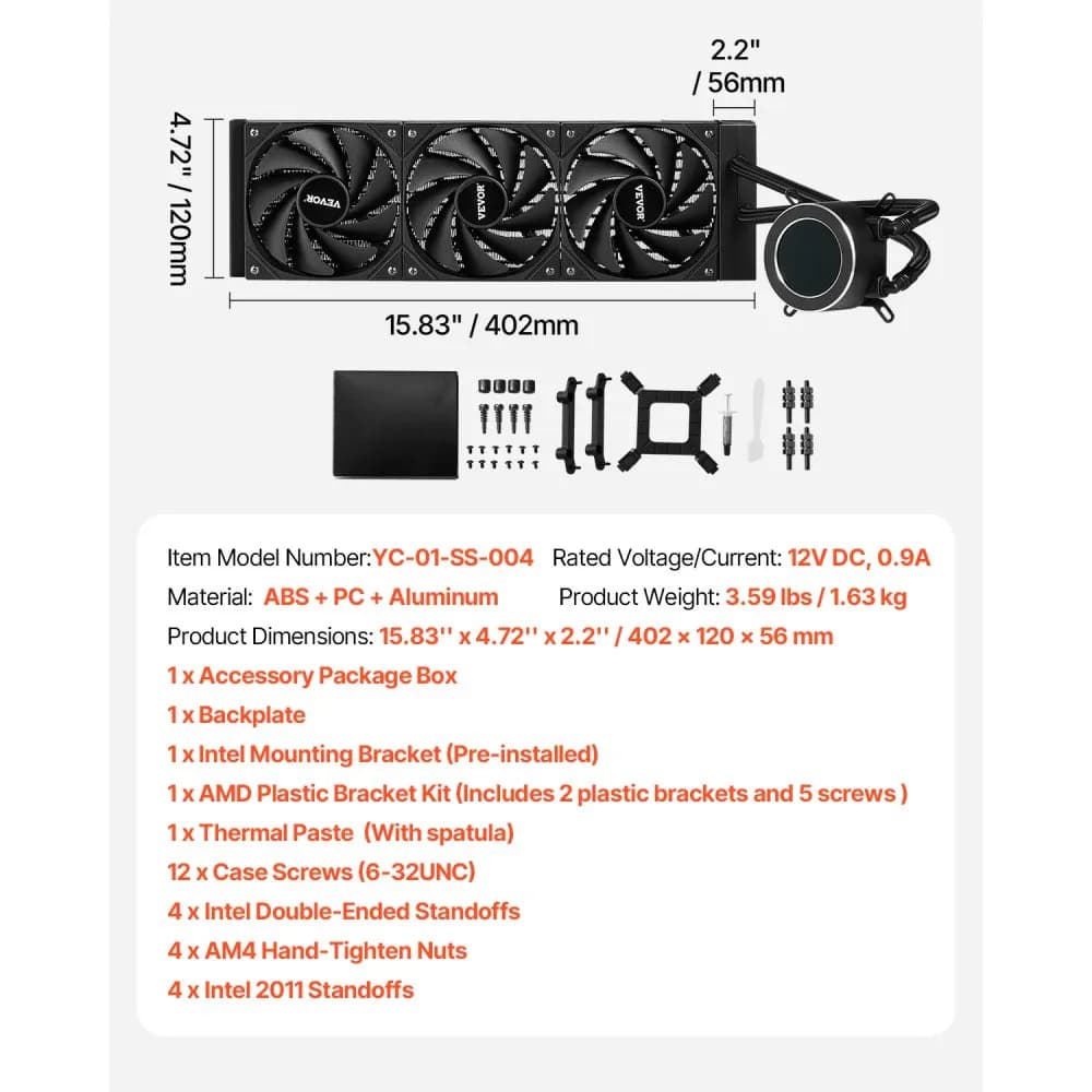 VEVOR 360mm AIO with 2.1" LCD Display!