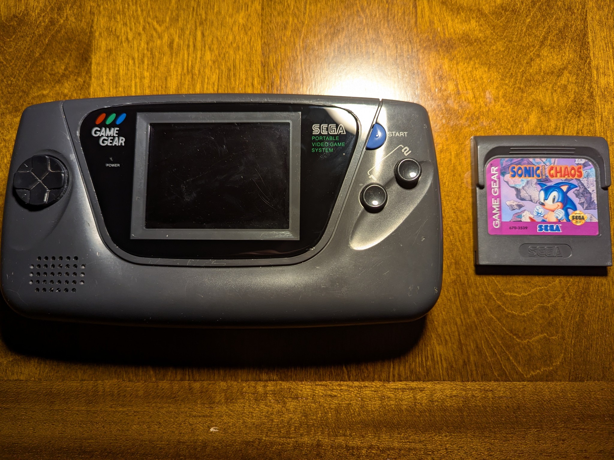 Sega Game Gear Handheld Console, Fully Recapped + Glass Screen Lens, with Sonic Chaos Game Cartridge