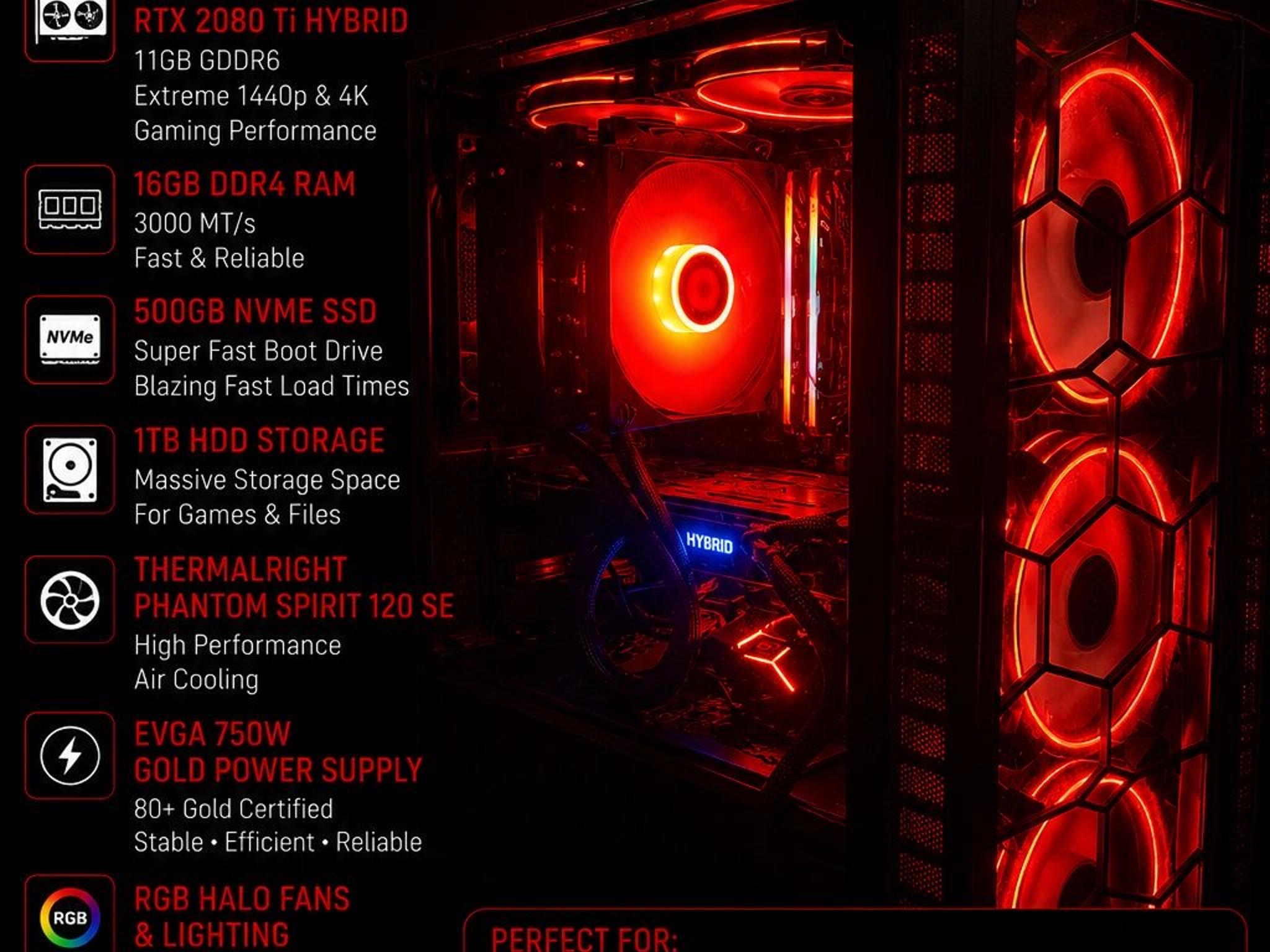 Gaming PC Ryzen 7 5800X RTX 2080 Ti 11GB 16GB RAM 500GB SSD + 1TB HDD Win11
