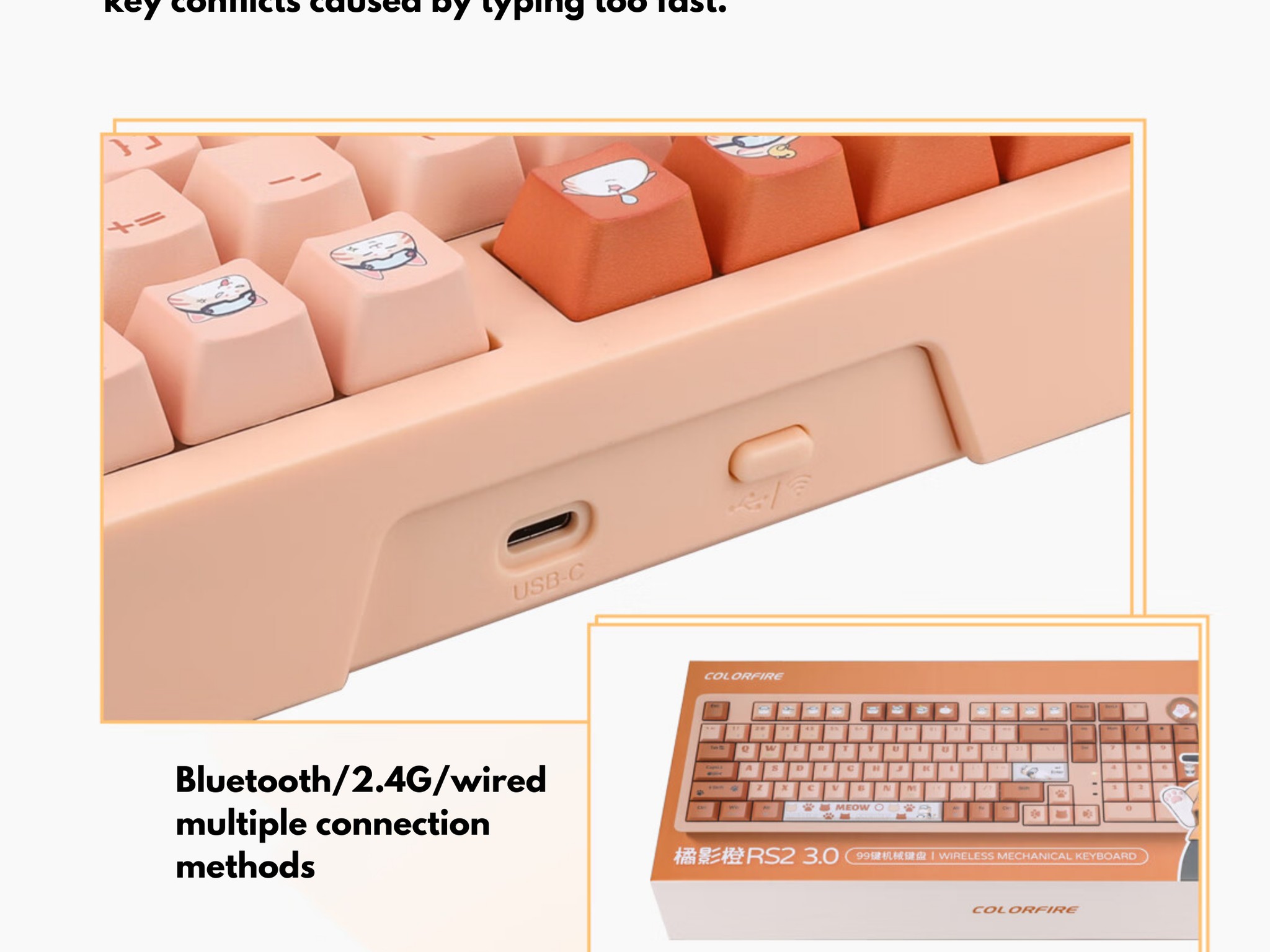 Colorful Gameow Mechanical Gaming Keyboard, Thermal Sublimation PBT Key Cap With Vibrant Cute Design