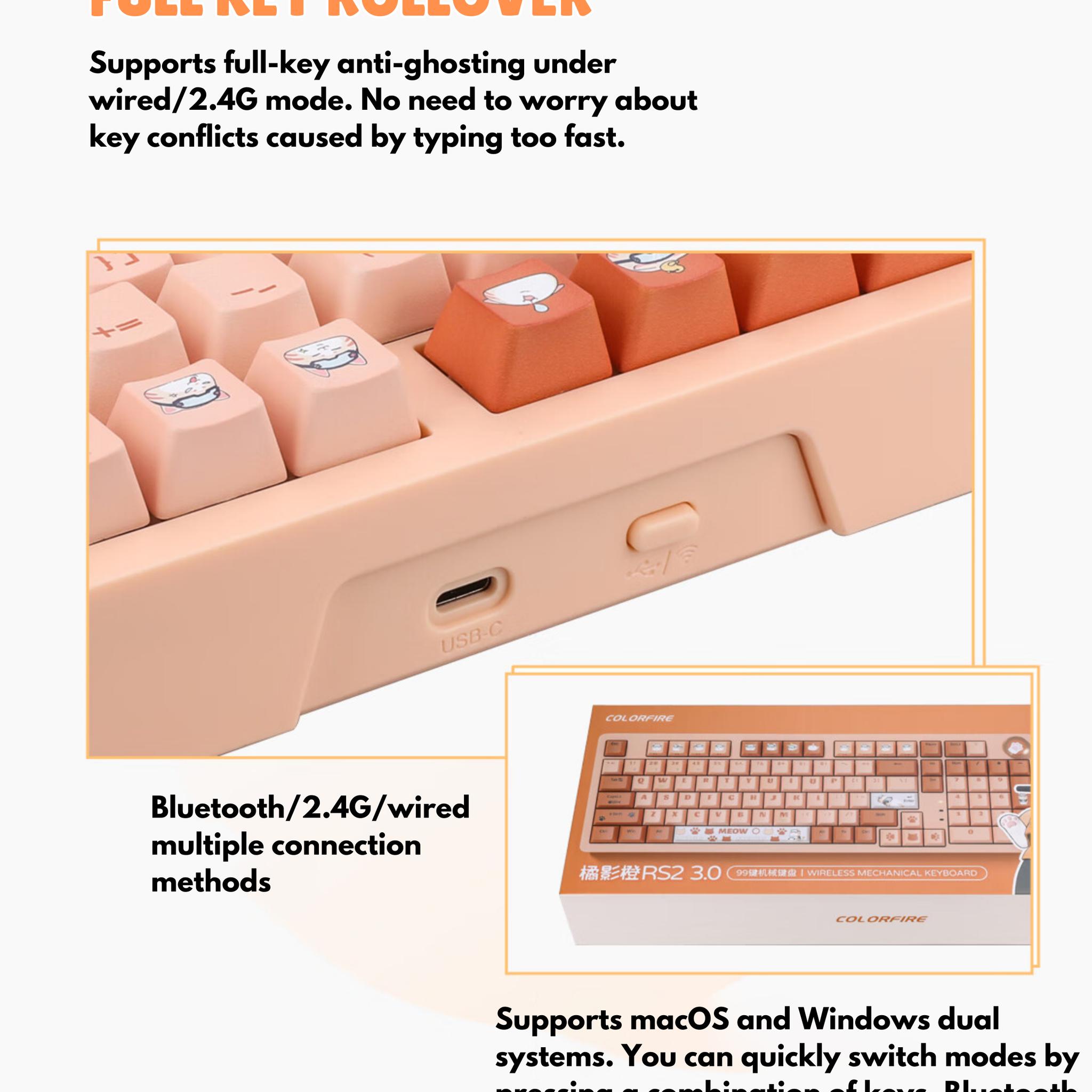 Colorful Gameow Mechanical Gaming Keyboard, Thermal Sublimation PBT Key Cap With Vibrant Cute Design