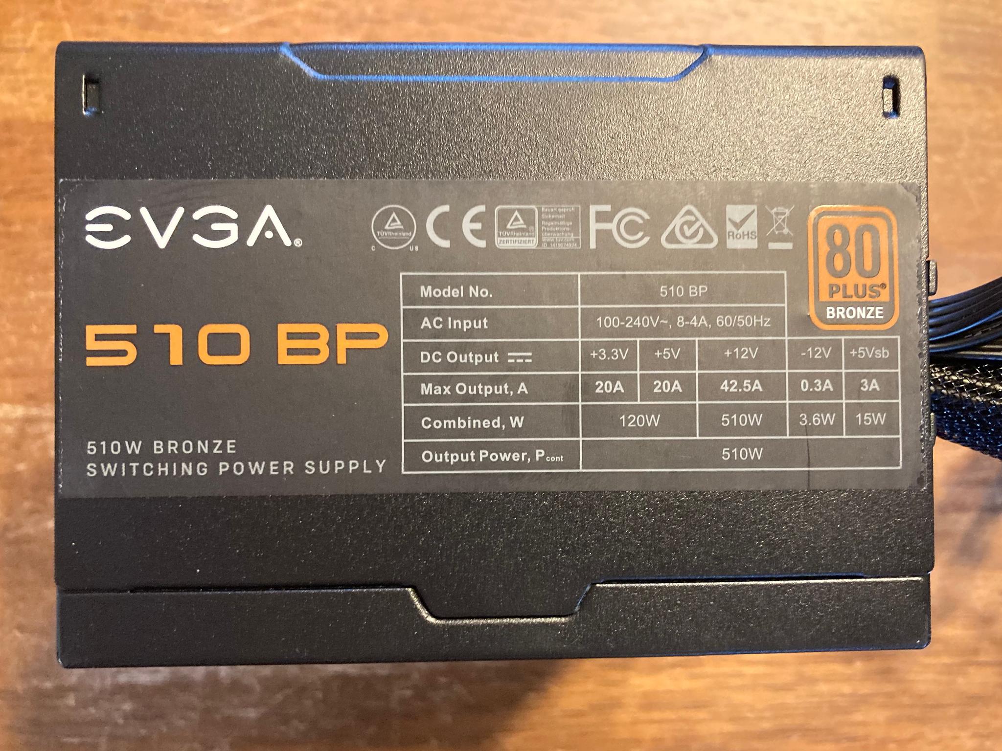 EVGA 510 BP 510W 80+ Bronze ATX Power Supply