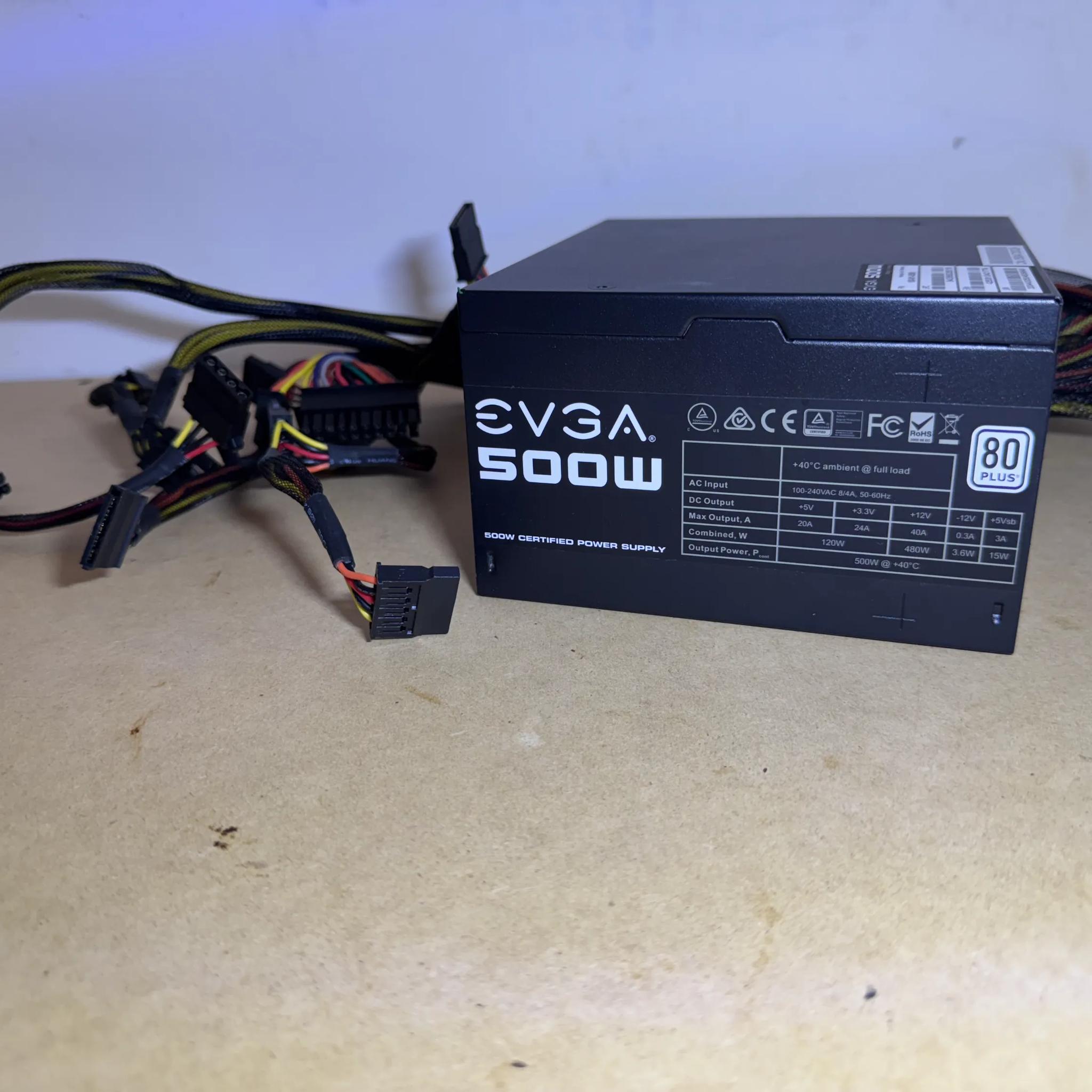 EVGA 500 W1, 80+ WHITE 500W Power Supply