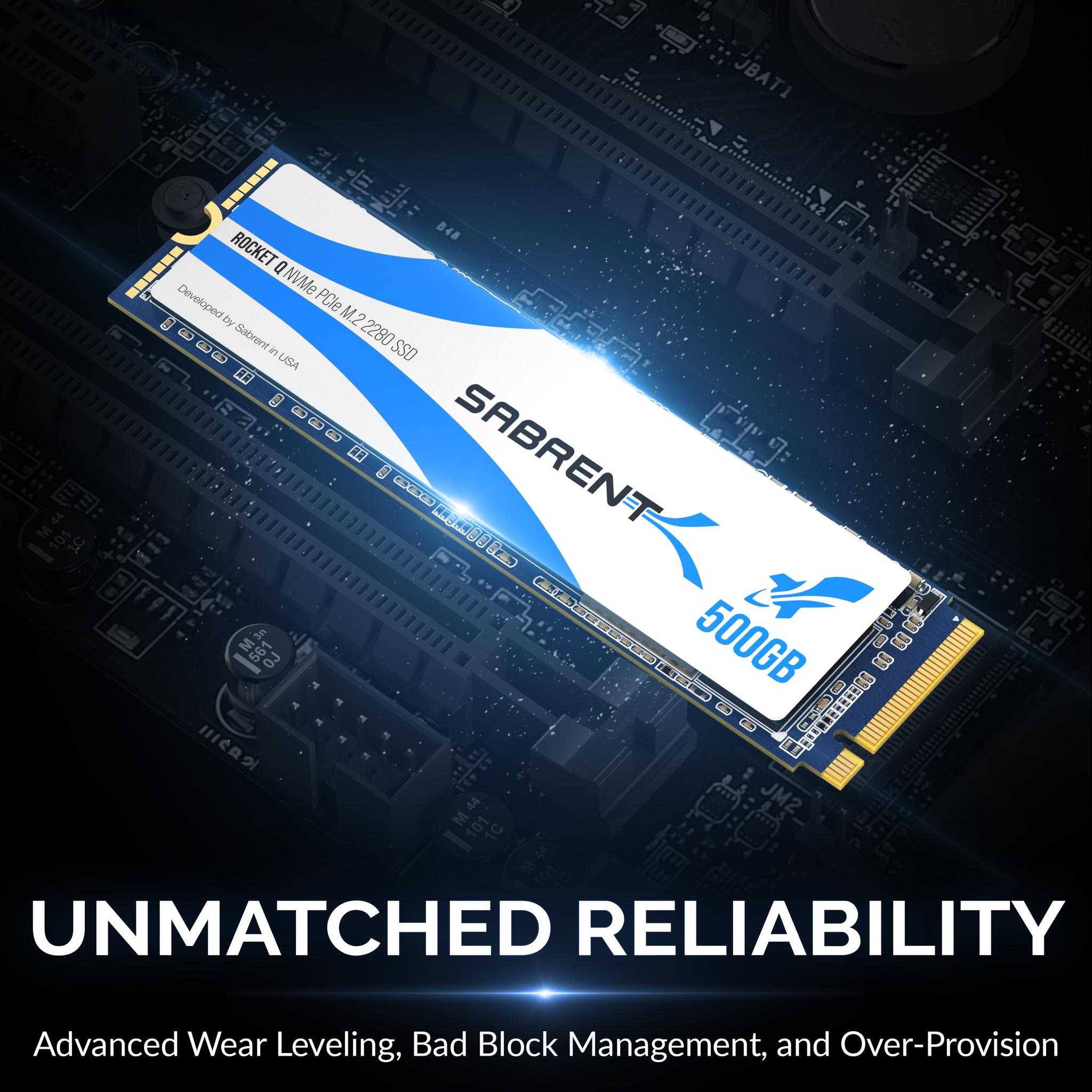 SABRENT Rocket Q 500GB NVMe PCIe M.2 2280 Internal SSD High Performance