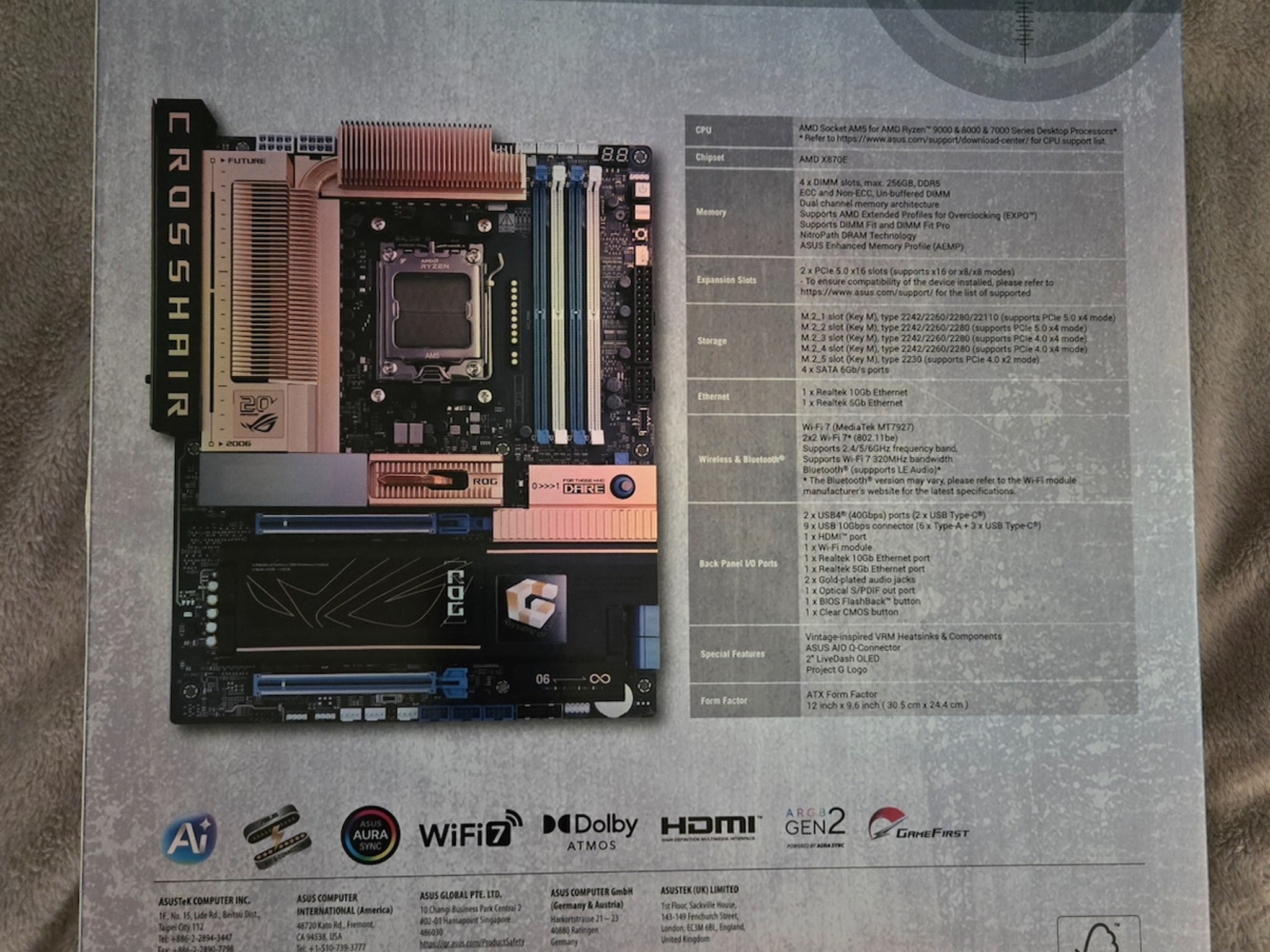 ASUS X870E ROG CROSSHAIR 2006 AM5 ATX Motherboard Limited Edition