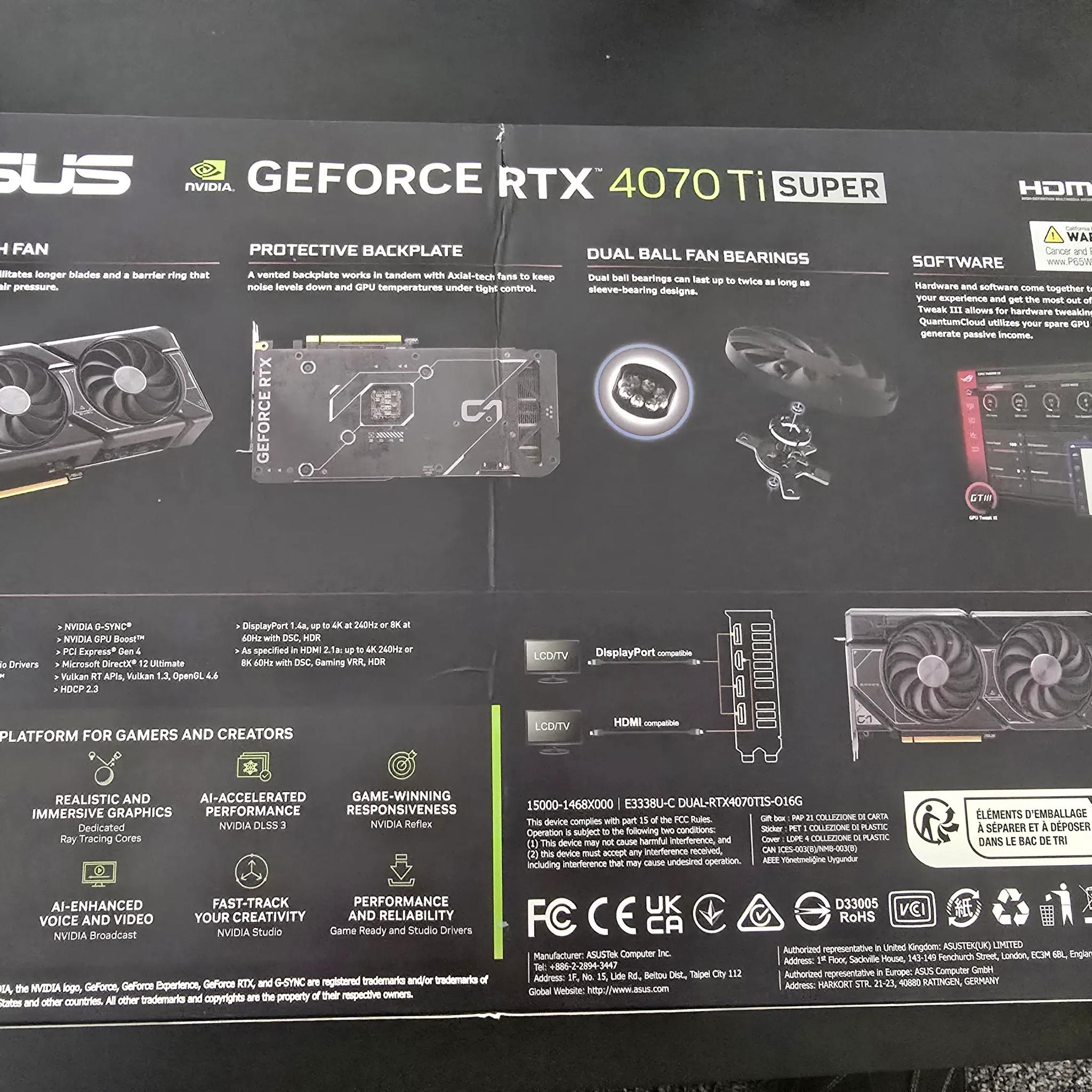 Asus 4070 Ti Super 16gb VRAM Dual Fan
