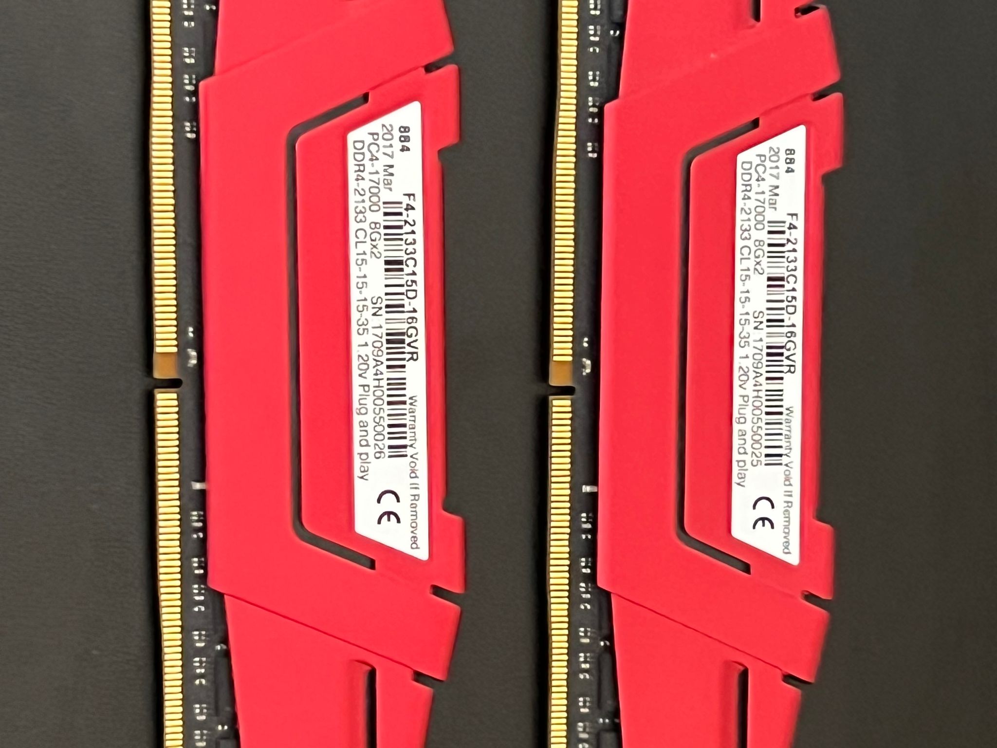 G.Skill Ripjaws V 16GB (2x8GB) DDR4 2133MHz PC4-17000 CL15 RAM F4-2133C15D-16GVR Red