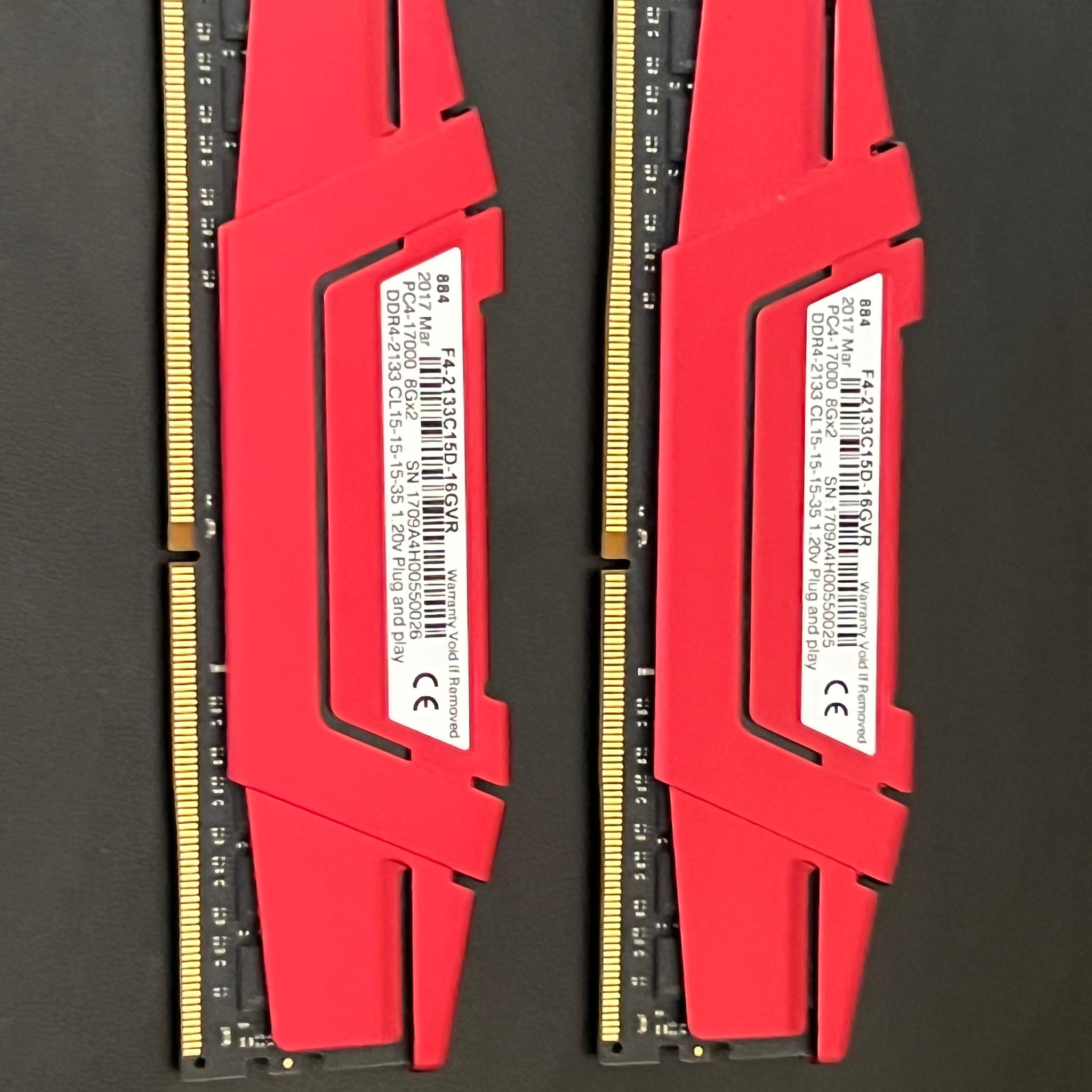G.Skill Ripjaws V 16GB (2x8GB) DDR4 2133MHz PC4-17000 CL15 RAM F4-2133C15D-16GVR Red