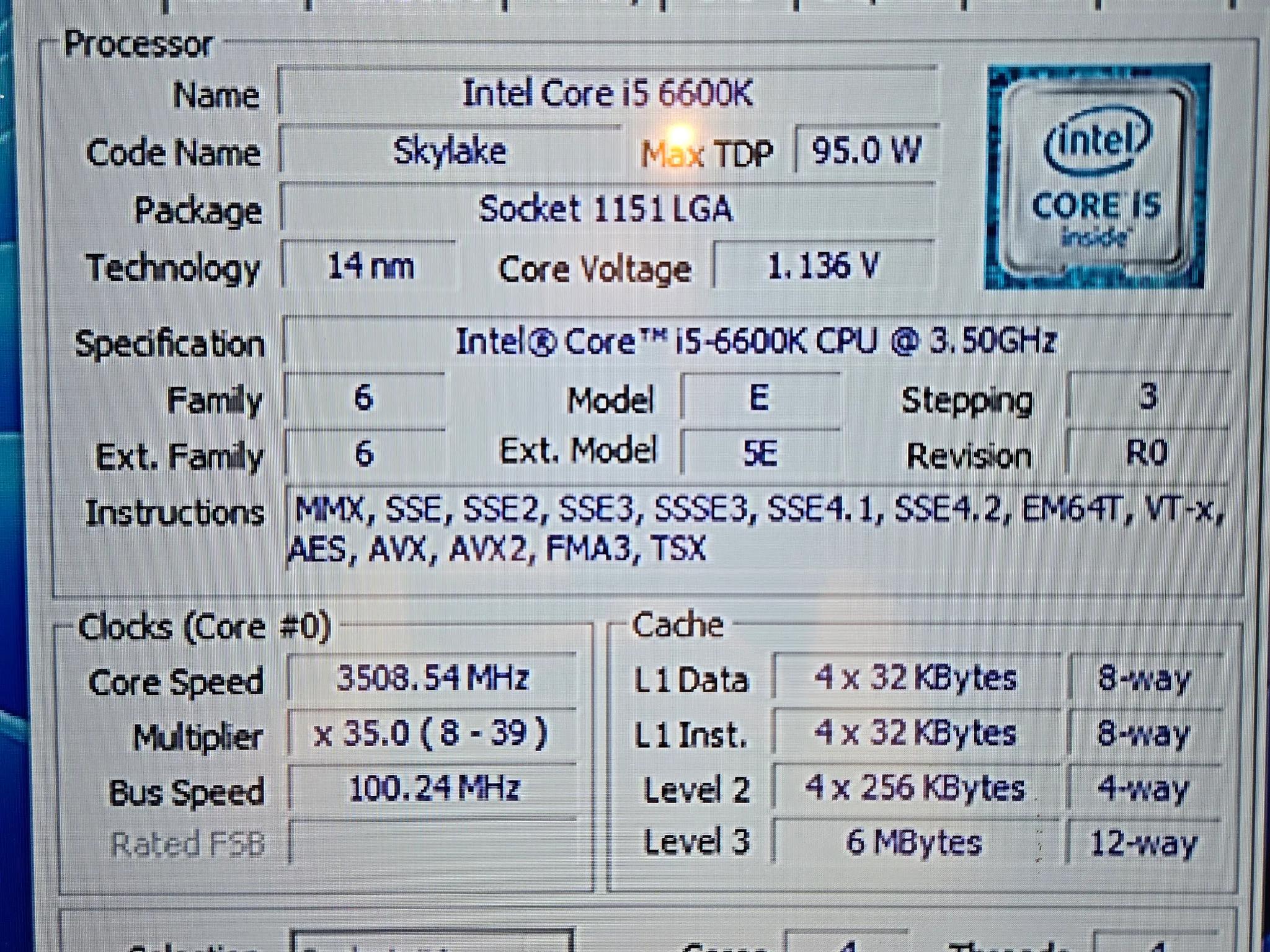Intel i5-6600k Processor
