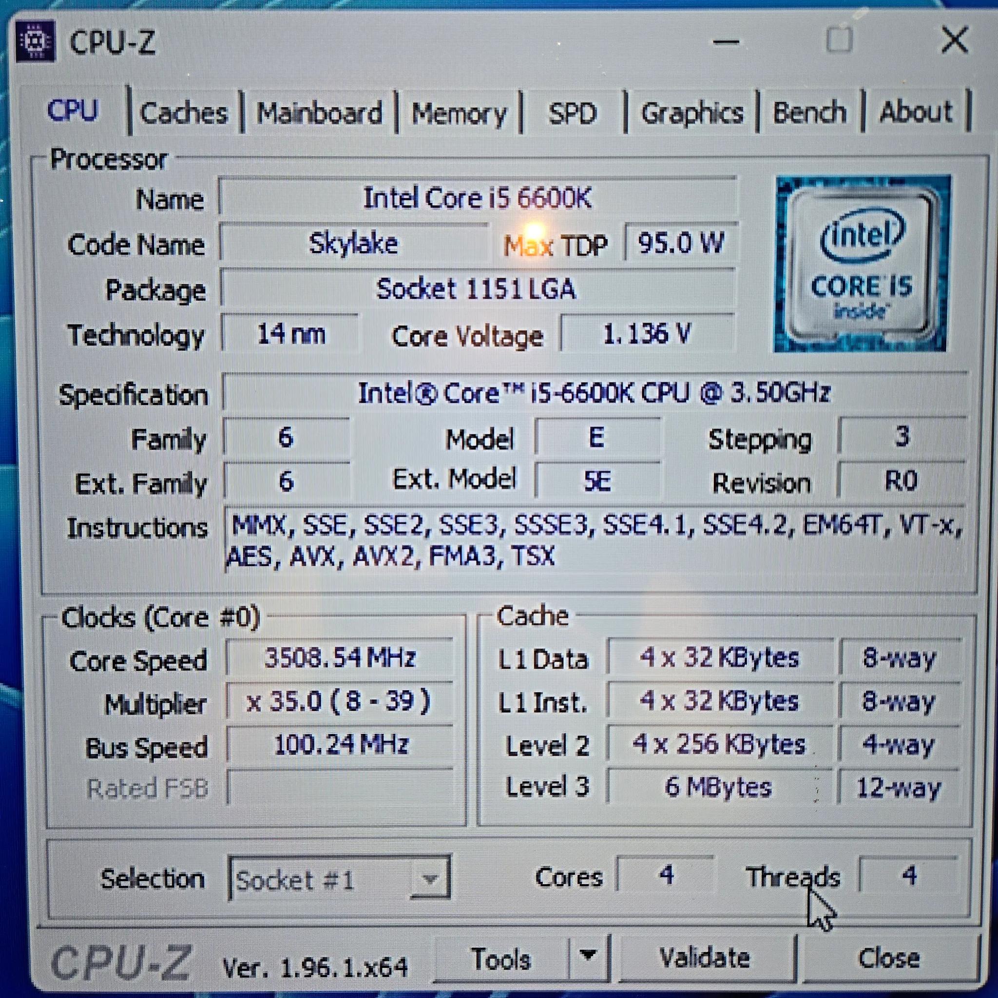 Intel i5-6600k Processor
