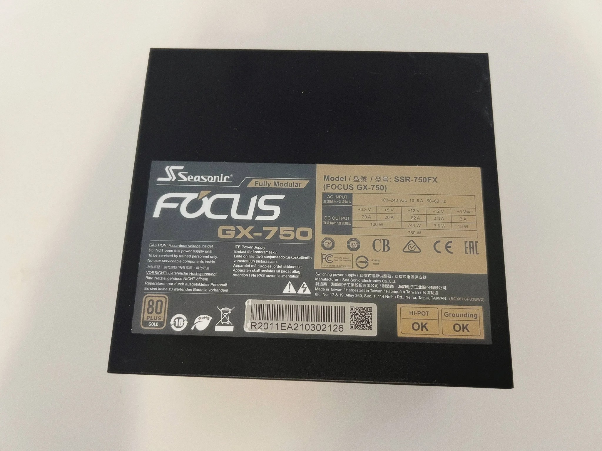 Seasonic FOCUS Plus 750 Gold [80+ Gold, 750W, Modular]