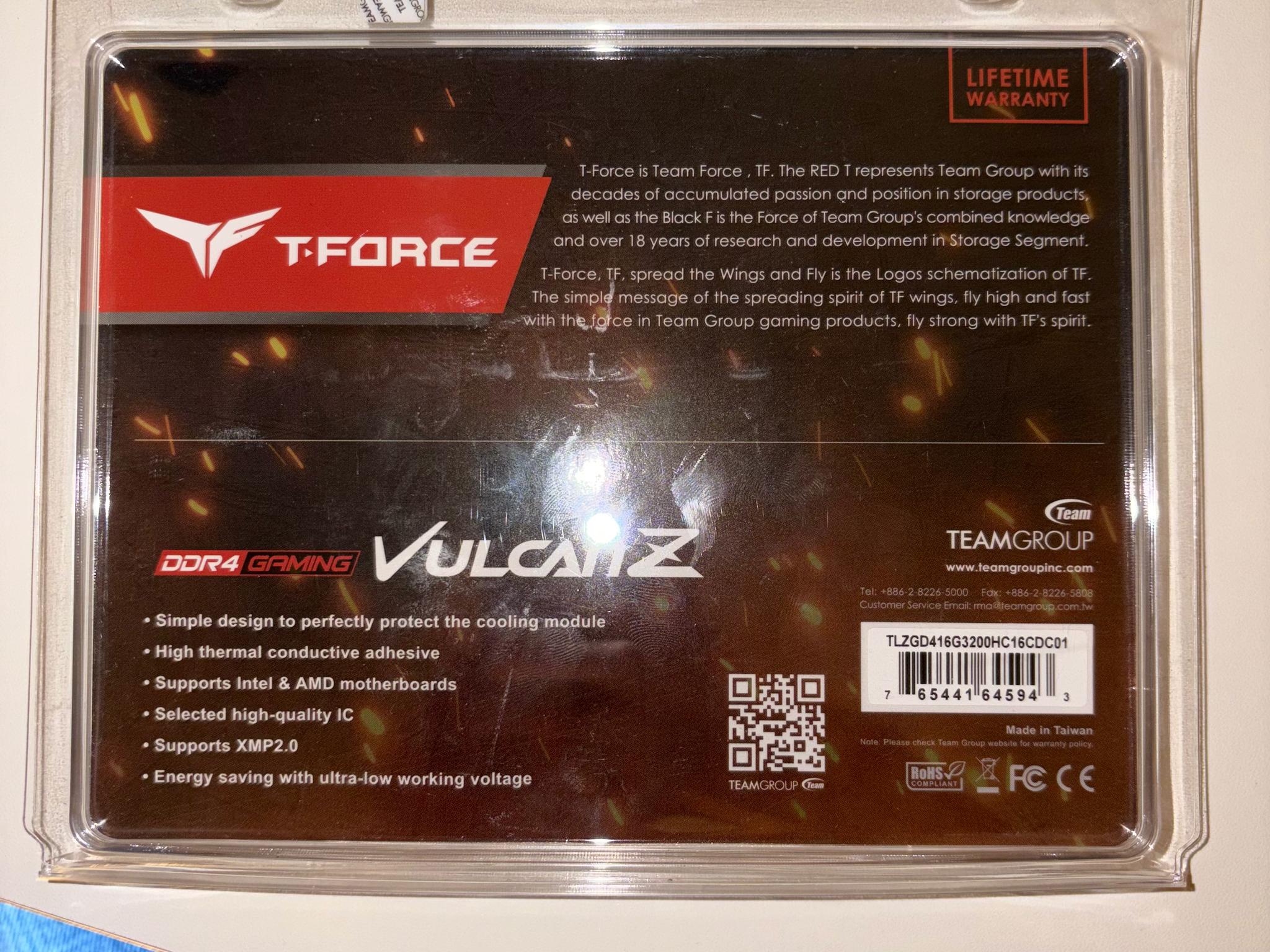 NEW - T-Force DDR4 2x8GB 3200 RAM Kit Silver - Open Box