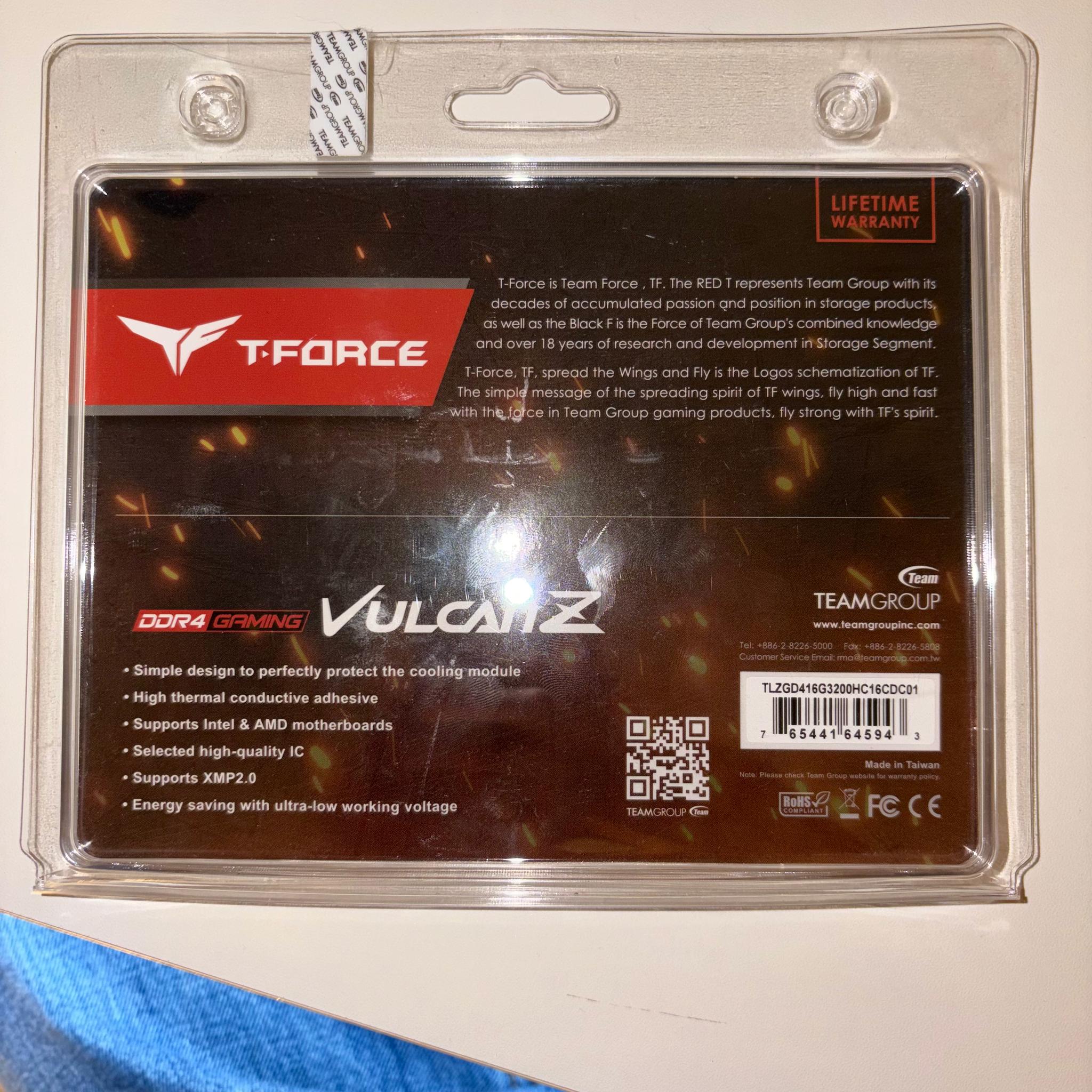NEW - T-Force DDR4 2x8GB 3200 RAM Kit Silver - Open Box