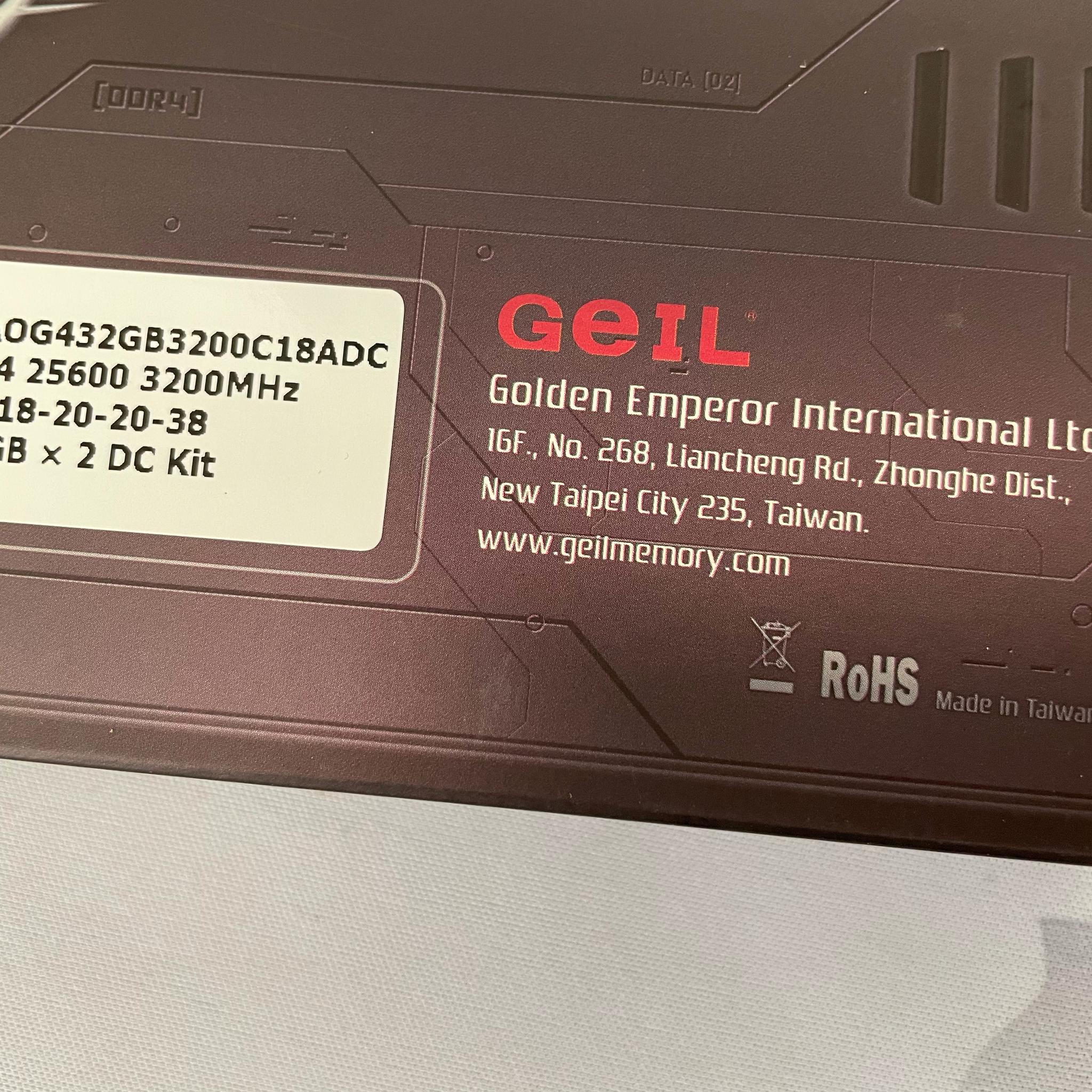 GeIL - ORION 32GB (2 x 16GB) DDR4 3200 (PC4 25600) Desktop Memory Model GAOG432GB3200C18ADC