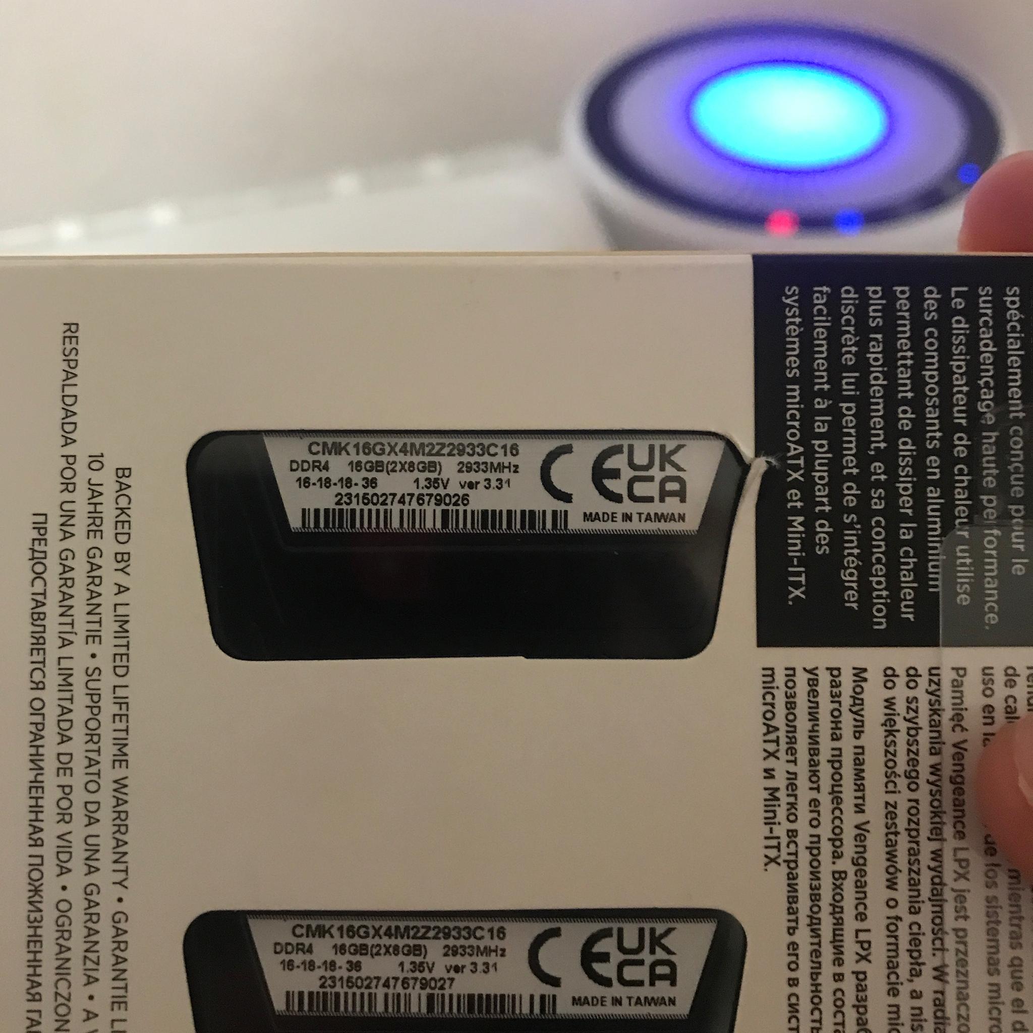 Corsair vengeance 2933mhz