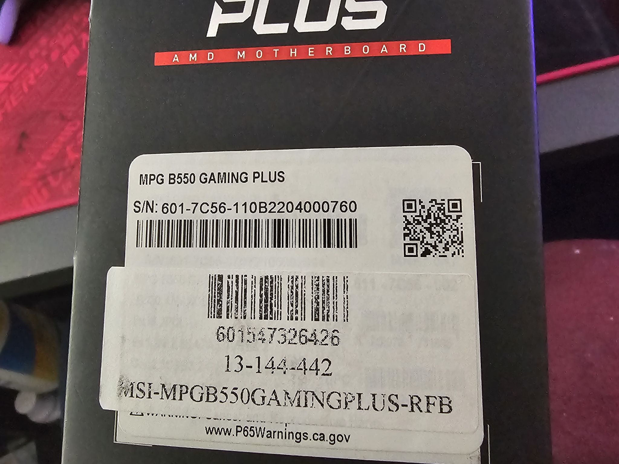 MSI MPG B550 GAMING PLUS MOTHERBOARD AM4