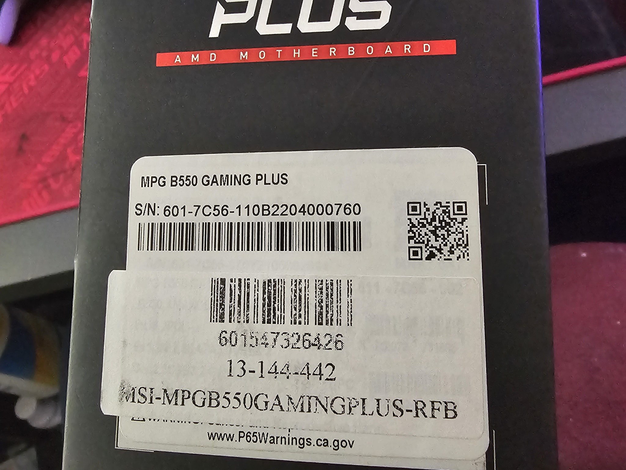 MSI MPG B550 GAMING PLUS MOTHERBOARD AM4