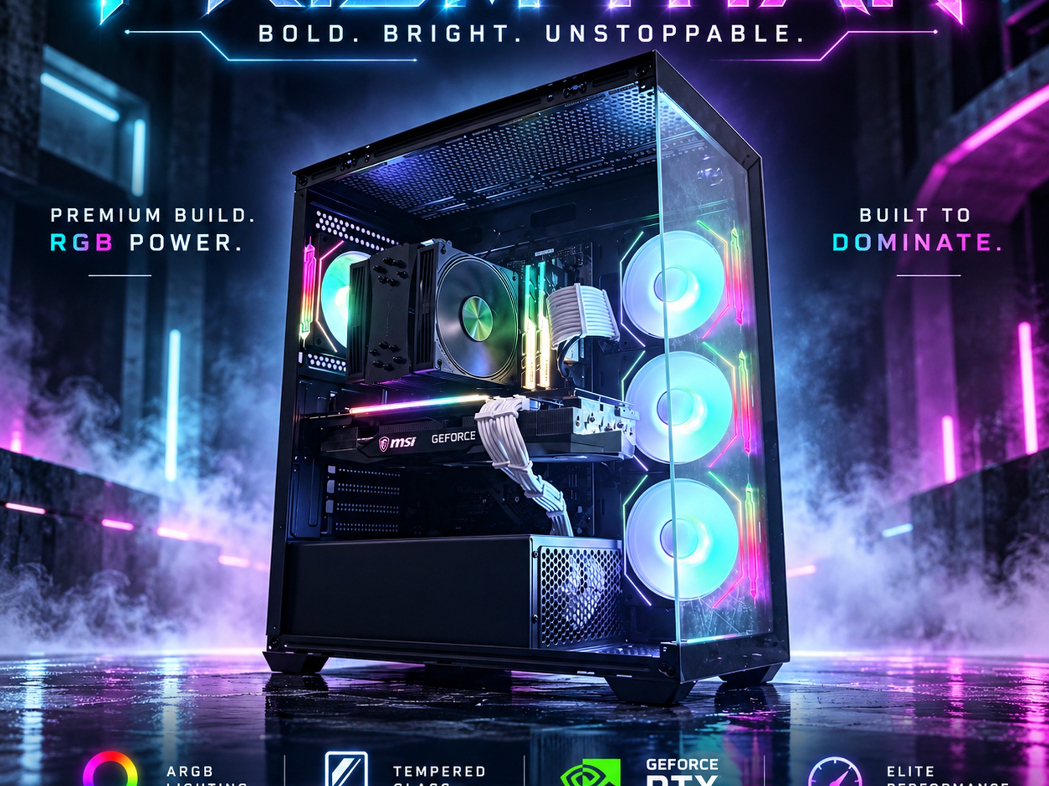 ⚫️"Prism Titan"🌈| 1440p Gaming | RTX 3070 Ti | Ryzen 5 5600X | 16GB Ram | 1TB SSD | Free Shipping