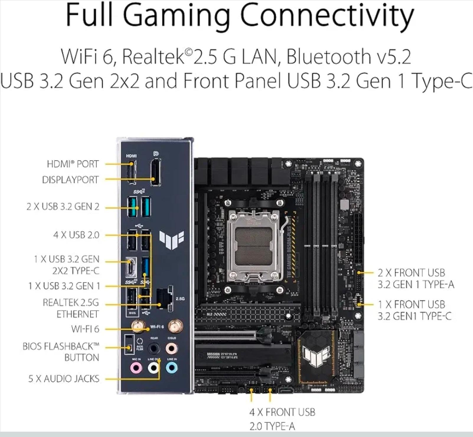 ASUS TUF GAMING B650M PLUS WIFI + R9 9850X3D + 500 gb NMVE